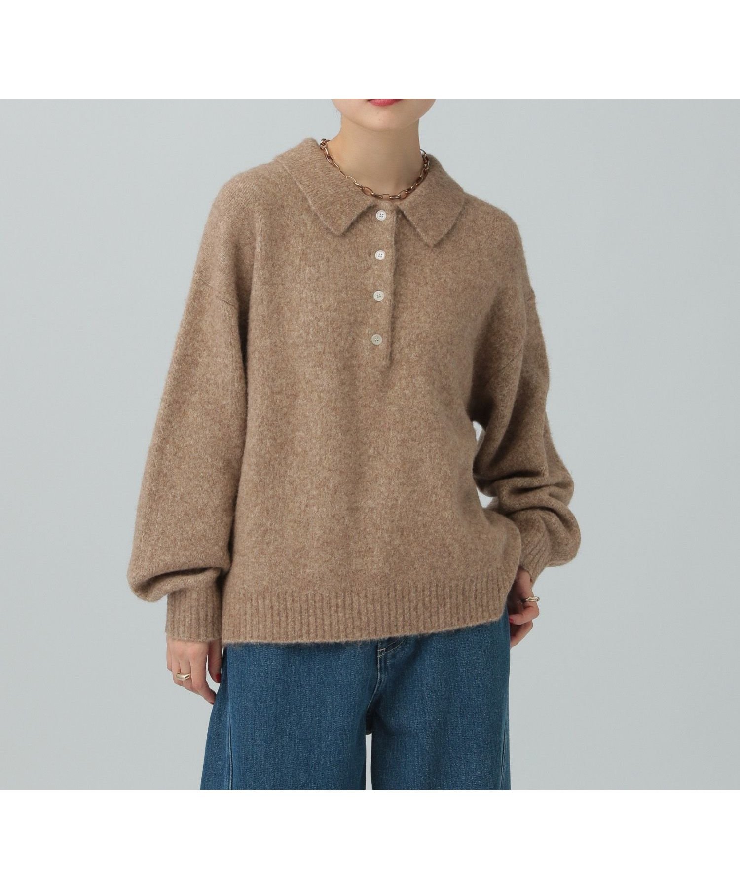 【レプシィム ローリーズファーム/LEPSIM LOWRYS FARM】の5ゲージエアリーウールポロ インテリア・キッズ・メンズ・レディースファッション・服の通販 founy(ファニー) 　ファッション　Fashion　レディースファッション　Fashion for Women　おすすめ　Recommended / Our Picks　エアリー　Airy Texture　サテン　Satin, Glossy Fabric　トレンド　Trend, Trending Now　ルーズ　Loose, Oversized　ワイド　Wide, Wide Fit　今季　This Season, Current Season　ブラウン52|ID: prp329100004827872 ipo3291000000035133322