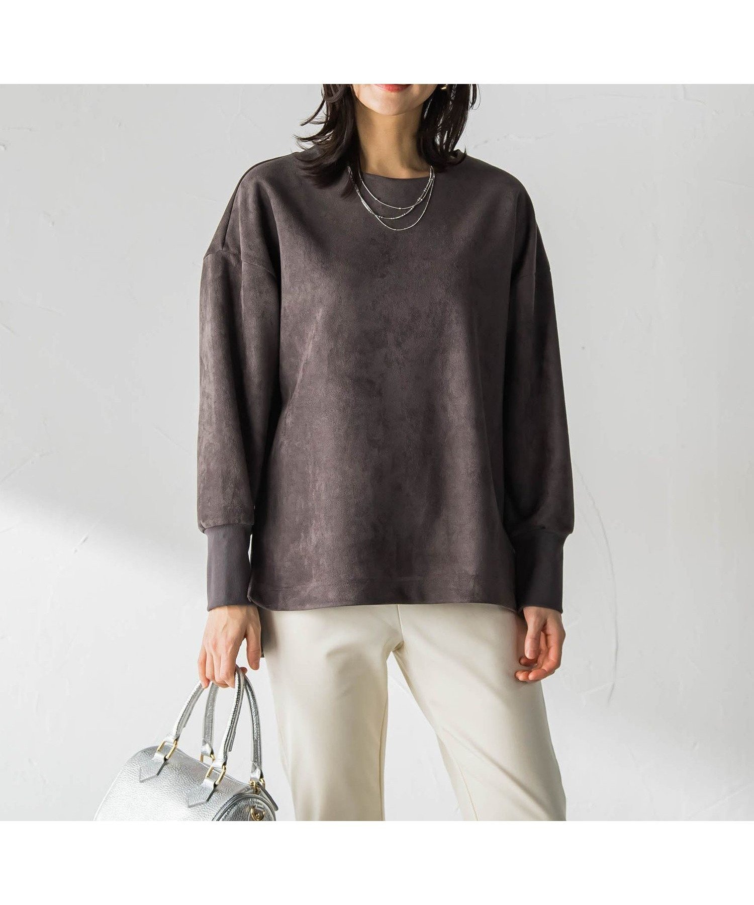 【ロートレ アモン/LAUTRE AMONT】の【WEB限定】フェイクスエードプルオーバー≪セットアップ対応/洗える≫ インテリア・キッズ・メンズ・レディースファッション・服の通販 founy(ファニー) 　ファッション　Fashion　レディースファッション　Fashion for Women　トップス・カットソー　Cut & Sew Tops　カジュアルプルオーバー・ニットトップス　Pullovers & Knit Tops / Casual Pullovers　インナー　Innerwear　シンプル　Simple, Minimal　ストレッチ　Stretch, Stretchy Fabric　セットアップ　Set-Up, Coordinated Outfit　洗える　Machine Washable　チャコールグレー|ID: prp329100004827889 ipo3291000000035133452