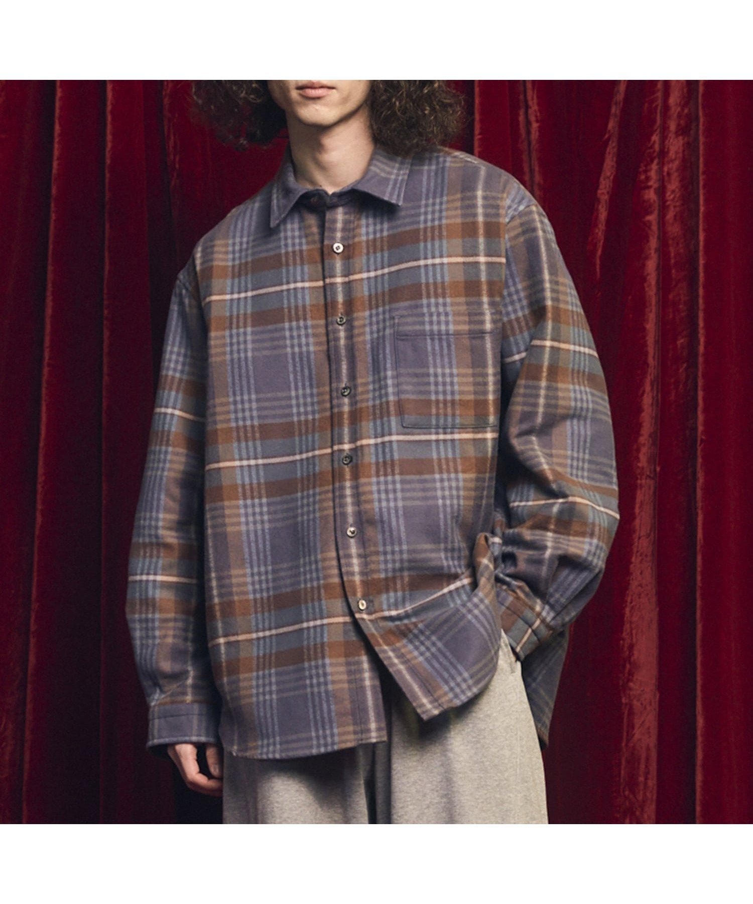 【メゾンスペシャル/MAISON SPECIAL】の【Italian Dead Stock Fabric】Prime-Over Regular Collar Flannel Shirt インテリア・キッズ・メンズ・レディースファッション・服の通販 founy(ファニー) 　ファッション　Fashion　レディースファッション　Fashion for Women　トップス・カットソー　Cut & Sew Tops　シャツ・ブラウス・オフィスカジュアル　Elegant Blouses & Button-Ups　アウトドア　Outdoor Clothing　ヴィンテージ　Vintage Style　ショルダー　Shoulder, Shoulder Strap　シンプル　Simple, Minimal　ドロップ　Drop Shoulder, Dropped Style　パターン　Pattern, Design Print　ミリタリー　Military, Army Style　ワーク　Workwear, Utility Style　BLU|ID: prp329100004827902 ipo3291000000035133647