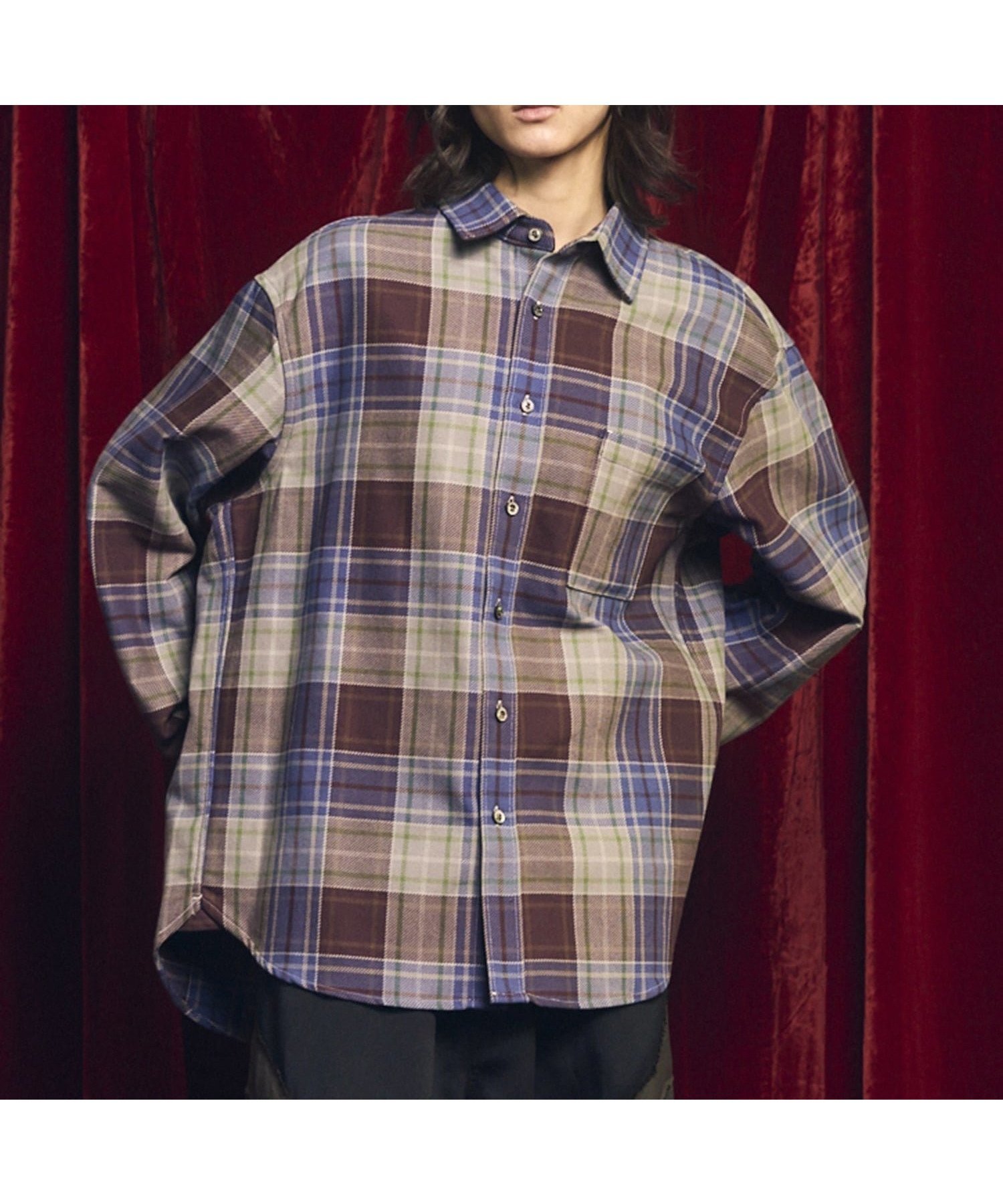 【メゾンスペシャル/MAISON SPECIAL】の【Italian Dead Stock Fabric】Prime-Over Regular Collar Flannel Shirt インテリア・キッズ・メンズ・レディースファッション・服の通販 founy(ファニー) 　ファッション　Fashion　レディースファッション　Fashion for Women　トップス・カットソー　Cut & Sew Tops　シャツ・ブラウス・オフィスカジュアル　Elegant Blouses & Button-Ups　アウトドア　Outdoor Clothing　ヴィンテージ　Vintage Style　ショルダー　Shoulder, Shoulder Strap　シンプル　Simple, Minimal　ドロップ　Drop Shoulder, Dropped Style　パターン　Pattern, Design Print　ミリタリー　Military, Army Style　ワーク　Workwear, Utility Style　MLT1|ID: prp329100004827902 ipo3291000000035133653