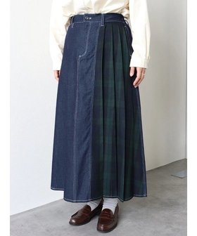 【ルディックパーク/LUDIC PARK】のチェック柄切替デニムスカート 人気、トレンドファッション・服の通販 founy(ファニー) ファッション Fashion レディースファッション Fashion for Women スカート Skirts デニムスカート・カジュアルスカート Denim Skirts おすすめ Recommended / Our Picks チェック Check, Plaid, Tartan デニム Denim, Jeans Material プリーツ Pleats, Pleated 切替 Switching, Contrast Panel |ID:prp329100004827903