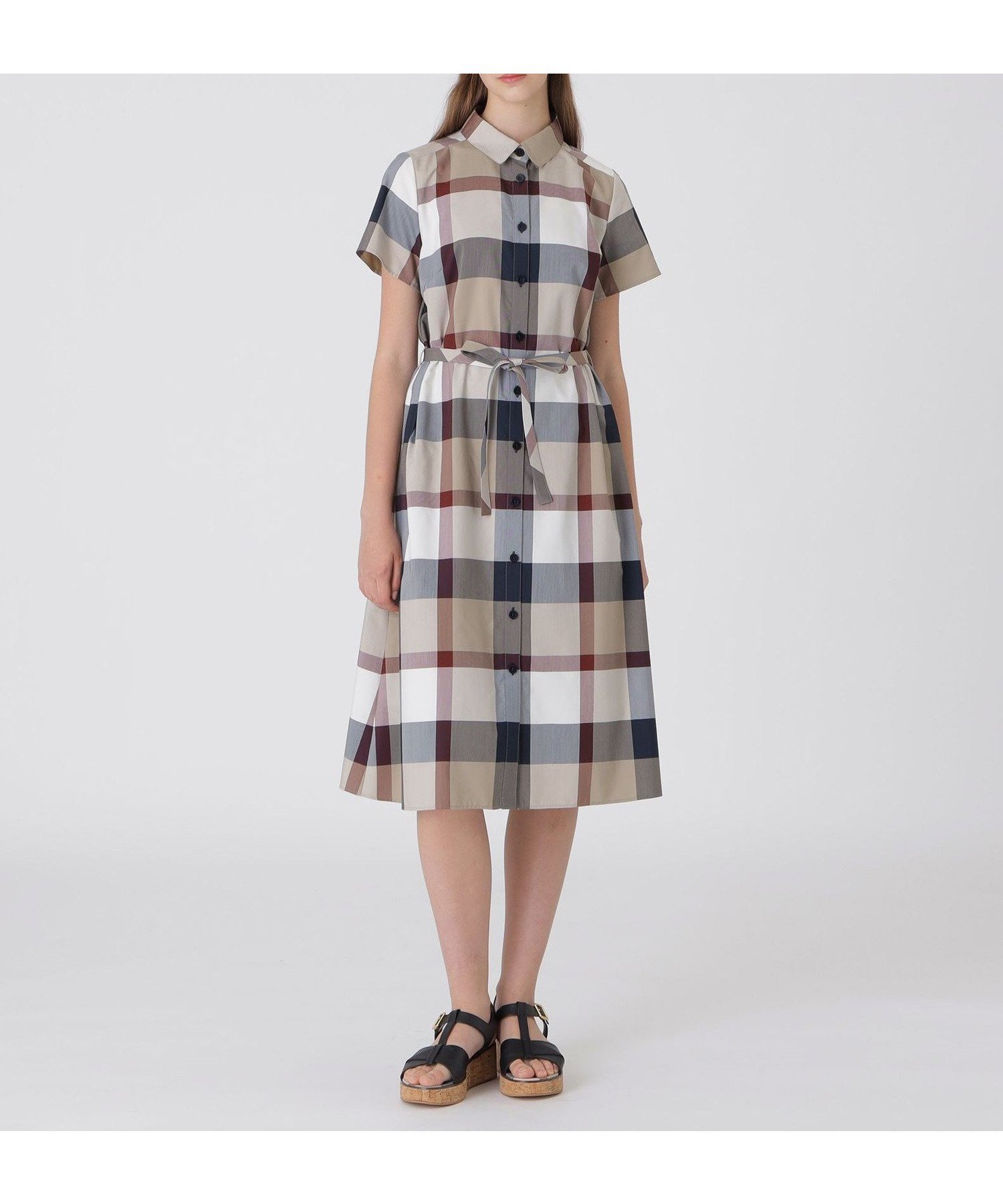 【ブルーレーベル クレストブリッジ/BLUE LABEL CRESTBRIDGE】の【一部店舗限定】ライトクロッシングツイルシャツドレス インテリア・キッズ・メンズ・レディースファッション・服の通販 founy(ファニー) 　ファッション　Fashion　レディースファッション　Fashion for Women　トップス・カットソー　Cut & Sew Tops　シャツ・ブラウス・オフィスカジュアル　Elegant Blouses & Button-Ups　ワンピース　Dresses　フォーマル・パーティードレス・結婚式用ドレス　Elegant & Casual Dresses　おすすめ　Recommended / Our Picks　ドレス　Dress, One-Piece　フィット　Fit, Slim Fit　フレア　Flare, Flared　リボン　Ribbon, Bow　ベージュB|ID: prp329100004827909 ipo3291000000035133796