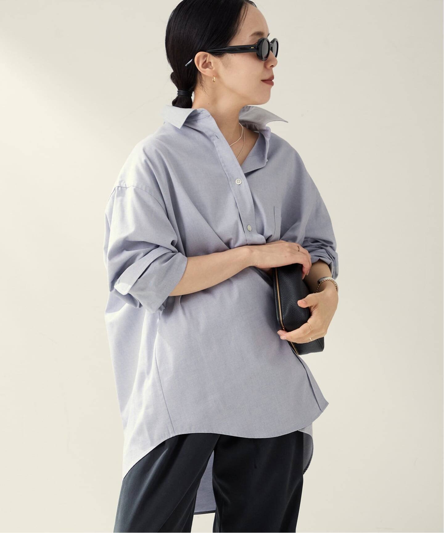 【プラージュ/Plage】の《追加》les Tendre ox loose シャツ インテリア・キッズ・メンズ・レディースファッション・服の通販 founy(ファニー) 　ファッション　Fashion　レディースファッション　Fashion for Women　トップス・カットソー　Cut & Sew Tops　シャツ・ブラウス・オフィスカジュアル　Elegant Blouses & Button-Ups　カシュクール　Wrap Design　ポケット　Pocket, Pocket Detail　人気　Popular, Best Seller　グレーB|ID: prp329100004827941 ipo3291000000035134183