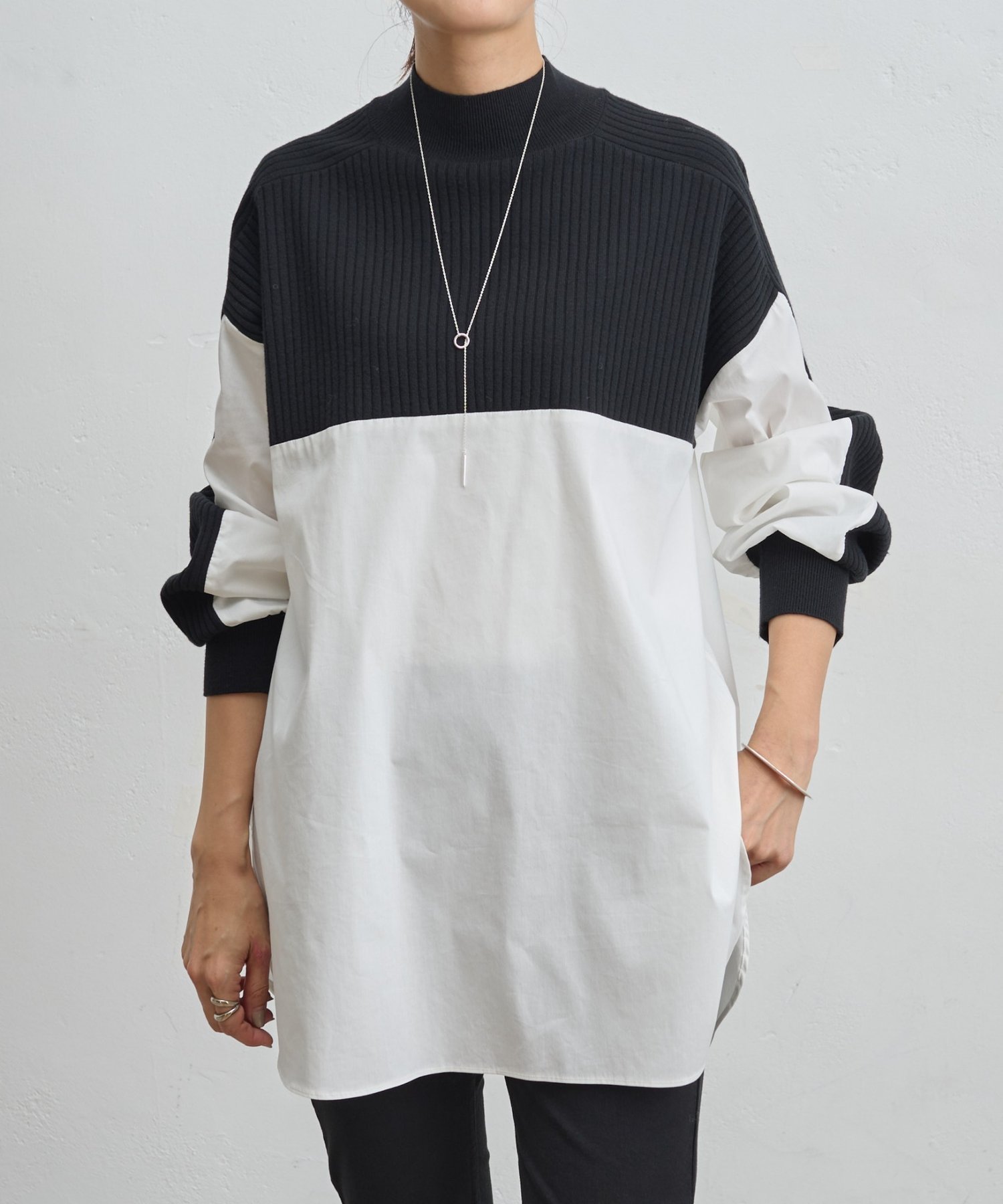 【ビアズリー/BEARDSLEY】のニットレイヤーシャツ インテリア・キッズ・メンズ・レディースファッション・服の通販 founy(ファニー) 　ファッション　Fashion　レディースファッション　Fashion for Women　トップス・カットソー　Cut & Sew Tops　ニット　Knit Tops & Sweaters　シャツ・ブラウス・オフィスカジュアル　Elegant Blouses & Button-Ups　アクリル　Acrylic Material　リブニット　Rib Knit, Ribbed Knit　楽ちん　Easy Fit, Comfortable　ワンポイント　One Point, Statement Accent　再入荷　Restock / Back in Stock　ブラック|ID: prp329100004827993 ipo3291000000035135117