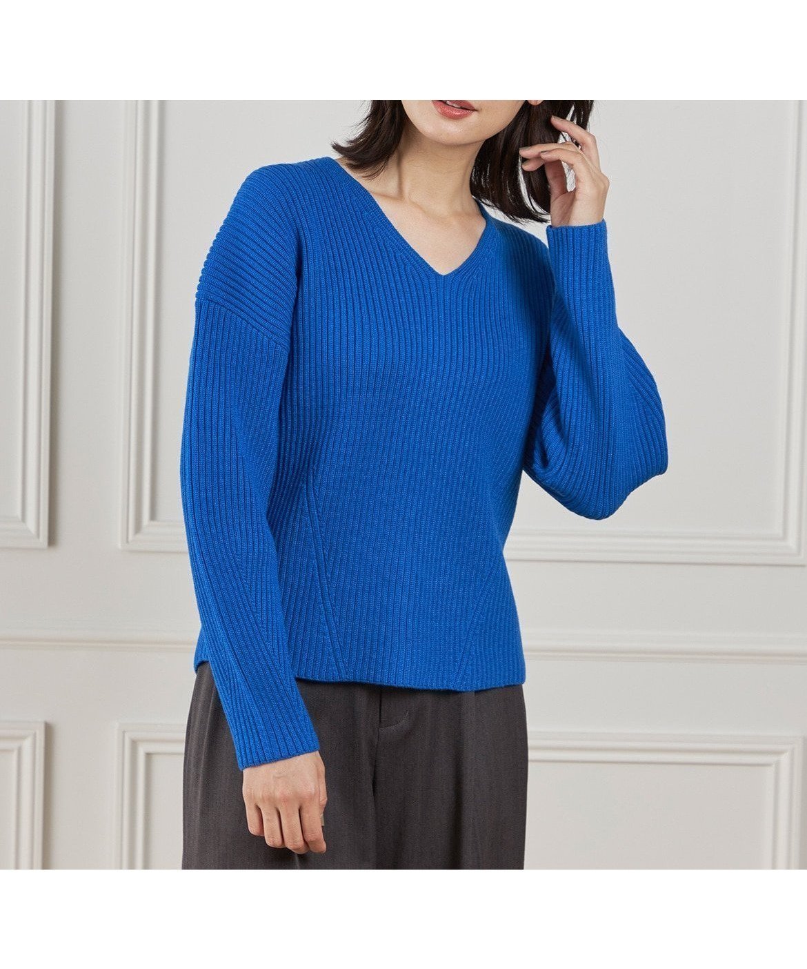 【イネド/INED】のVネックプルオーバーニット インテリア・キッズ・メンズ・レディースファッション・服の通販 founy(ファニー) 　ファッション　Fashion　レディースファッション　Fashion for Women　トップス・カットソー　Cut & Sew Tops　ニット　Knit Tops & Sweaters　カジュアルプルオーバー・ニットトップス　Pullovers & Knit Tops / Casual Pullovers　Vネックトップス　V-Neck Tops / V-Cut Neckline Shirts　シンプル　Simple, Minimal　スマート　Smart, Elegant　デコルテ　Décolleté, Neckline　ブルー|ID: prp329100004828015 ipo3291000000035135341