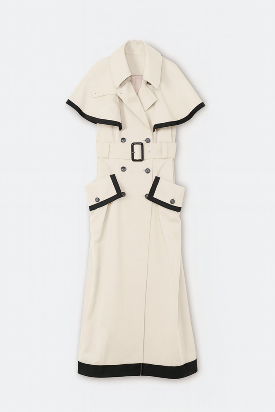 【エイミーイストワール/eimy istoire】のコントラストトリムトレンチワンピース インテリア・キッズ・メンズ・レディースファッション・服の通販 founy(ファニー) 　ファッション　Fashion　レディースファッション　Fashion for Women　ワンピース　Dresses　アクセサリー　Fashion Accessories　オケージョン　Occasion Wear　クラシカル　Classical, Vintage-Inspired　シューズ　Shoes, Footwear　トレンチ　Trench, Trench Coat　フラット　Flat, Flat Shoes　フラップ　Flap, Flap Pocket　ポケット　Pocket, Pocket Detail　モダン　Modern, Contemporary　ロング　Long, Long-Length　再入荷　Restock / Back in Stock　エレガント 上品　Elegant　IVORY|ID: prp329100004828016 ipo3291000000035135360