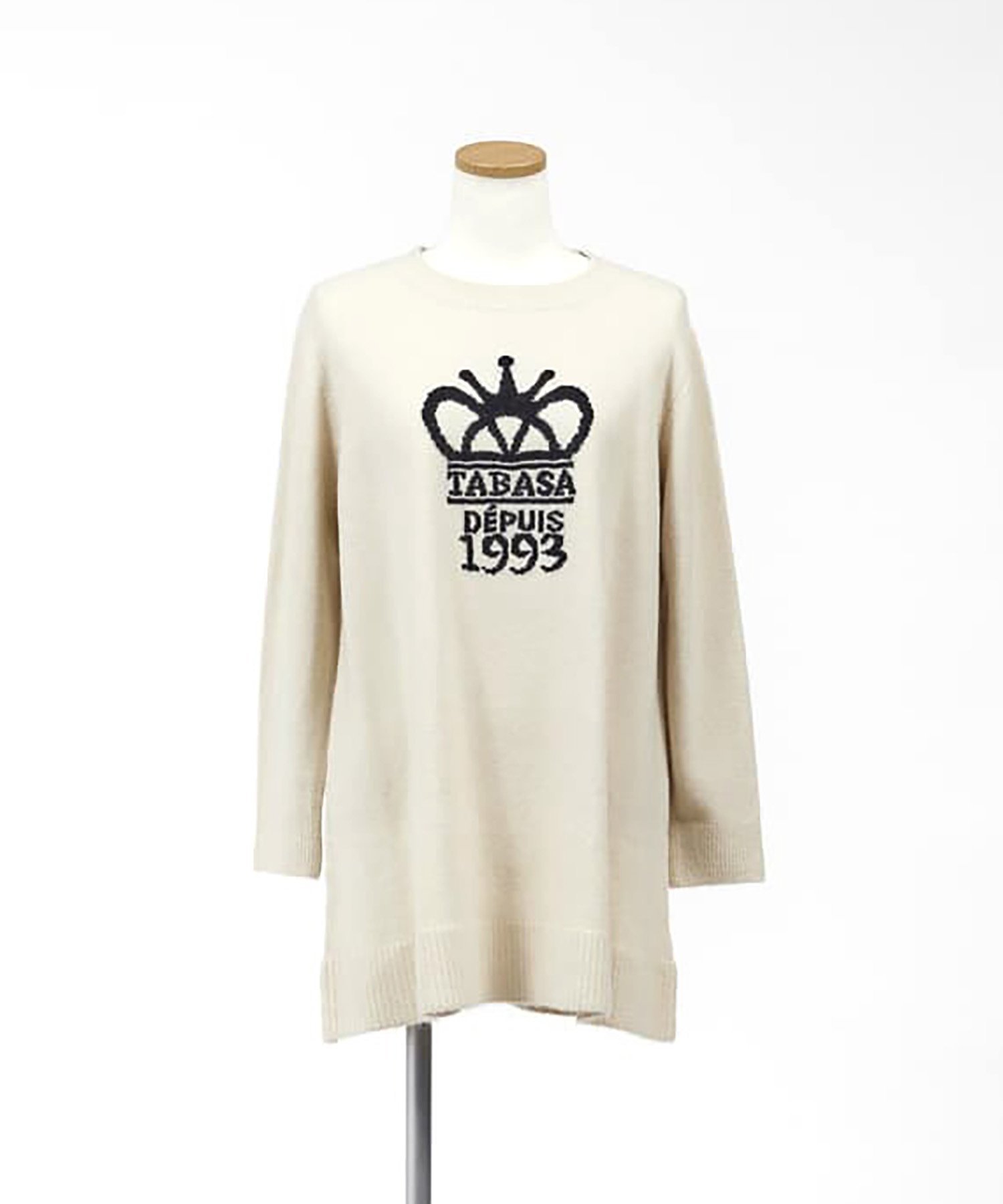 【タバサ/TABASA】のクラウン ロゴニットチュニック 人気、トレンドファッション・服の通販 founy(ファニー) 　ファッション　Fashion　レディースファッション　Fashion for Women　トップス・カットソー　Cut & Sew Tops　ニット　Knit Tops & Sweaters　クラウン　Crown, Royal Motif　ストレッチ　Stretch, Stretchy Fabric　チュニック　Tunic, Long Top　 other-1|ID: prp329100004828022 ipo3291000000035135450