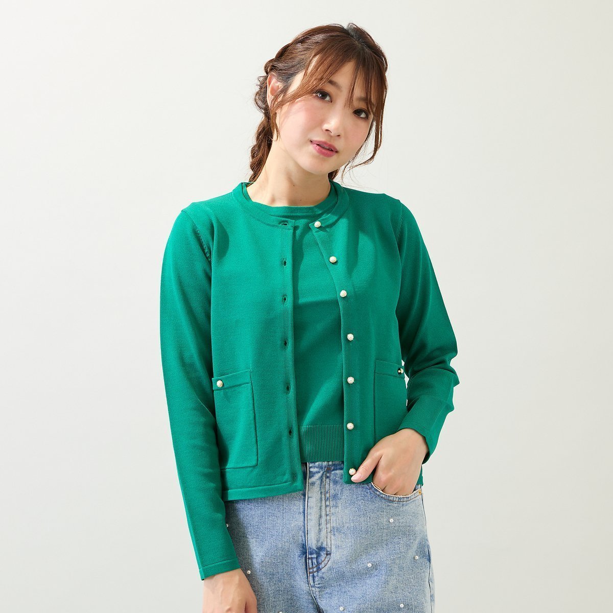 【ローズティアラ/Rose Tiara】の【ブローチ付き】アンサンブルニット インテリア・キッズ・メンズ・レディースファッション・服の通販 founy(ファニー) 　ファッション　Fashion　レディースファッション　Fashion for Women　トップス・カットソー　Cut & Sew Tops　ニット　Knit Tops & Sweaters　アンサンブルニット　Knit Ensembles & Twin Sets　アンサンブル　Ensemble Set　シンプル　Simple, Minimal　スリーブ　Sleeve, Long Sleeve / Short Sleeve　ハーフ　Half, Half-Length　パール　Pearl, Pearl Accent　ブローチ　Brooch, Pin Brooch　ポケット　Pocket, Pocket Detail　リボン　Ribbon, Bow　グリーン|ID: prp329100004828207 ipo3291000000035137665