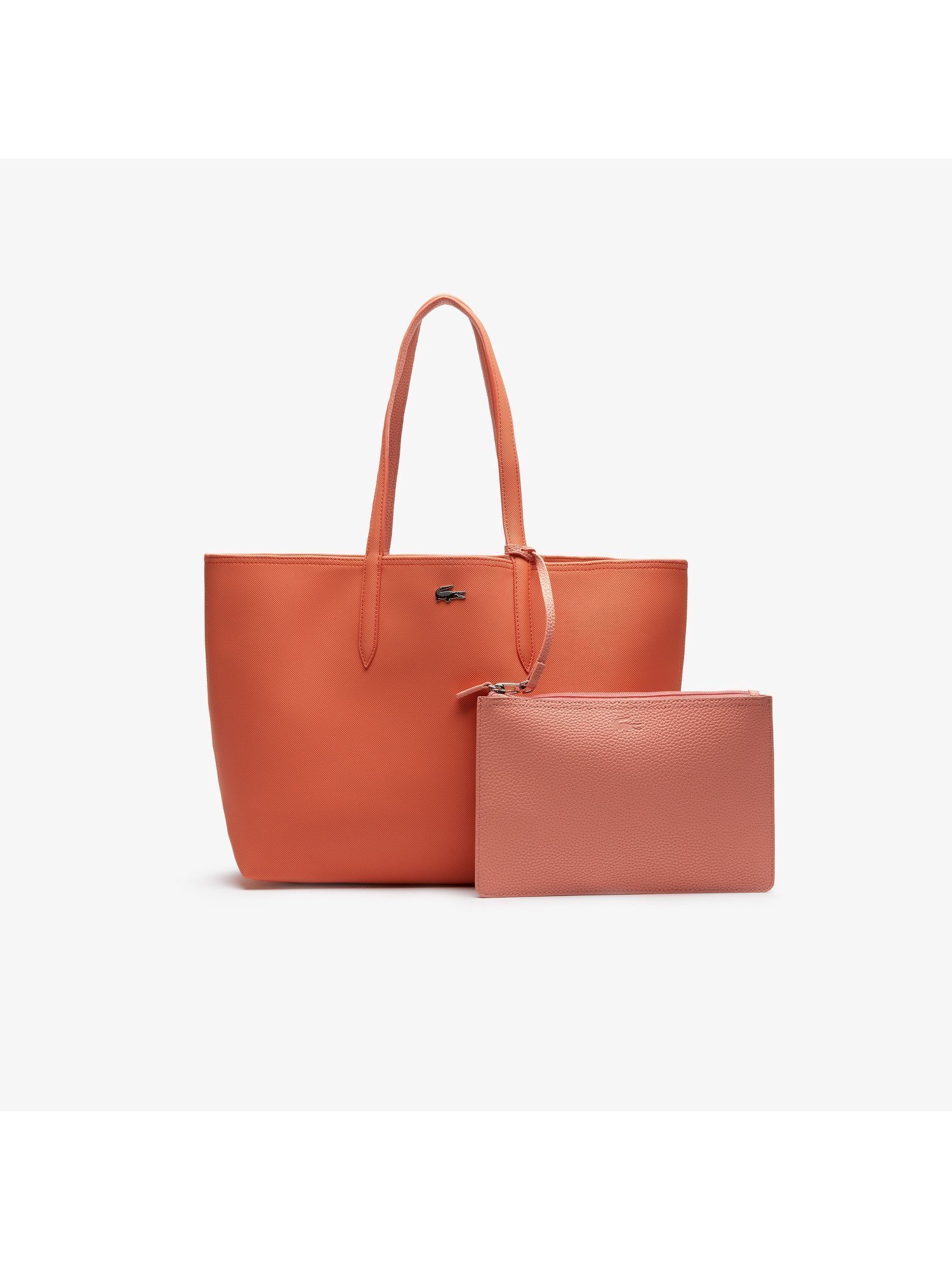 【ラコステ/LACOSTE】のANNA 2WAY リバーシブル トートバッグ インテリア・キッズ・メンズ・レディースファッション・服の通販 founy(ファニー) 　ファッション　Fashion　レディースファッション　Fashion for Women　バッグ　Bags　エレガント 上品　Elegant　クラッチ　Clutch, Clutch Bag　ジップ　Zip, Zipper　スタイリッシュ　Stylish, Fashionable　トラベル　Travel, Travel Gear　ポロシャツ　Polo Shirt, Collared Tee　メタリック　Metallic, Shiny Finish　モダン　Modern, Contemporary　ラップ　Wrap, Wrap Design　リバーシブル　Reversible, Two-Sided　ワンポイント　One Point, Statement Accent　ビジネス 仕事 通勤　Business / Work / Commuting　コーラル|ID: prp329100004828268 ipo3291000000035138224