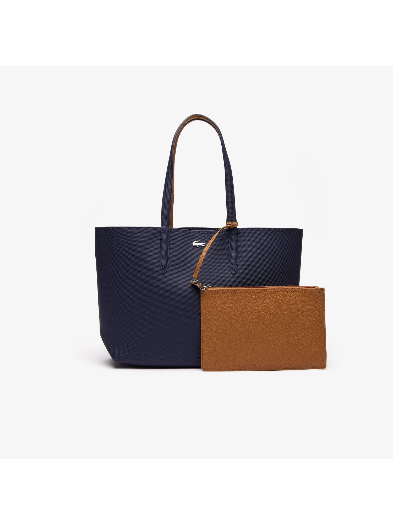 【ラコステ/LACOSTE】のANNA 2WAY リバーシブル トートバッグ インテリア・キッズ・メンズ・レディースファッション・服の通販 founy(ファニー) 　ファッション　Fashion　レディースファッション　Fashion for Women　バッグ　Bags　エレガント 上品　Elegant　クラッチ　Clutch, Clutch Bag　ジップ　Zip, Zipper　スタイリッシュ　Stylish, Fashionable　トラベル　Travel, Travel Gear　ポロシャツ　Polo Shirt, Collared Tee　メタリック　Metallic, Shiny Finish　モダン　Modern, Contemporary　ラップ　Wrap, Wrap Design　リバーシブル　Reversible, Two-Sided　ワンポイント　One Point, Statement Accent　ビジネス 仕事 通勤　Business / Work / Commuting　インディゴブルー|ID: prp329100004828268 ipo3291000000035138226