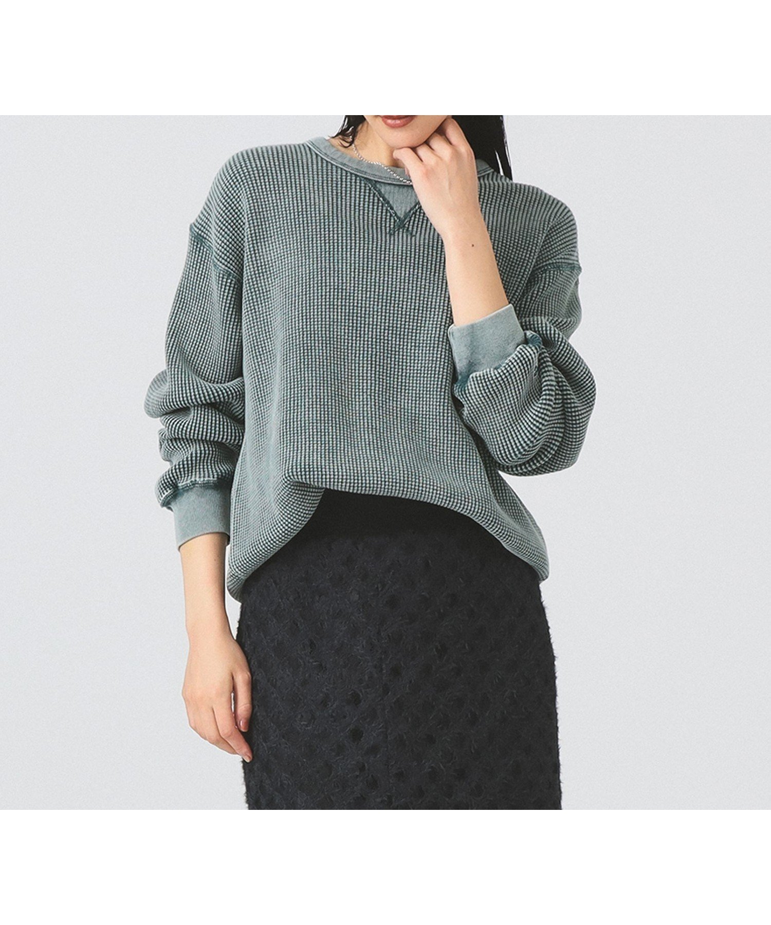 【ビームス ウイメン/BEAMS】のLee / HEAVY WAFFLE CREW インテリア・キッズ・メンズ・レディースファッション・服の通販 founy(ファニー) 　ファッション　Fashion　レディースファッション　Fashion for Women　インナー　Innerwear　カーディガン　Cardigan, Knitwear　シンプル　Simple, Minimal　ジャケット　Jacket, Outerwear　ワッフル　Waffle, Waffle Knit　おすすめ　Recommended / Our Picks　GREEN|ID: prp329100004828275 ipo3291000000035138276