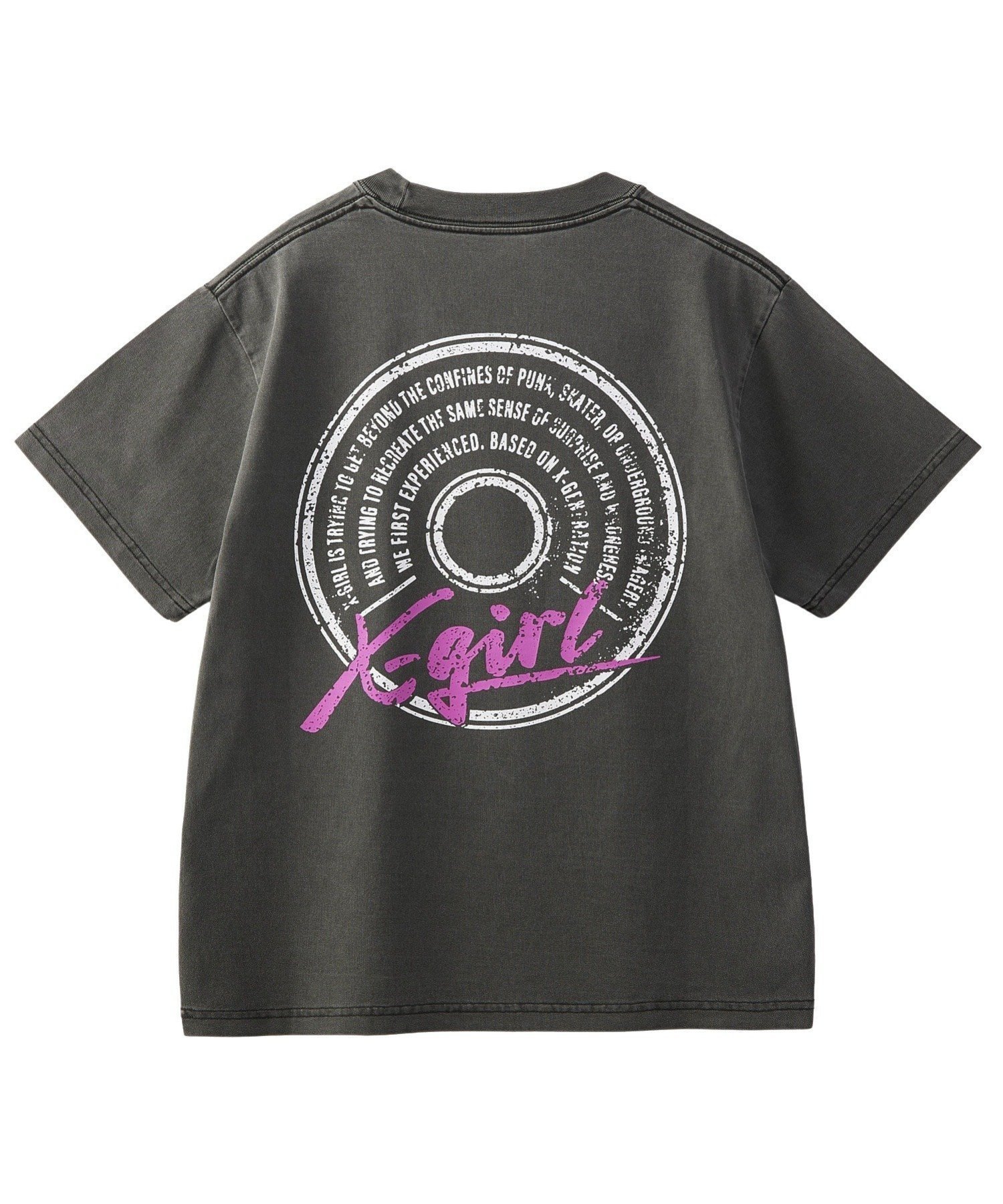 【エックスガール/X-girl】のPIGMENT DYED CIRCLE TEXT LOGO S/S TEE インテリア・キッズ・メンズ・レディースファッション・服の通販 founy(ファニー) 　ファッション　Fashion　レディースファッション　Fashion for Women　おすすめ　Recommended / Our Picks　グラフィック　Graphic, Graphic Design　サークル　Circle, Round Design　デニム　Denim, Jeans Material　フロント　Front, Front Design　プリント　Print, Printed Pattern　ベーシック　Basic, Essential　ワンポイント　One Point, Statement Accent　半袖　Short Sleeve, Half Sleeve　夏　Summer　定番　Standard, Basic Item　S/S・春夏　SS, Spring/Summer, Warm Season　BLACK|ID: prp329100004828286 ipo3291000000035138365