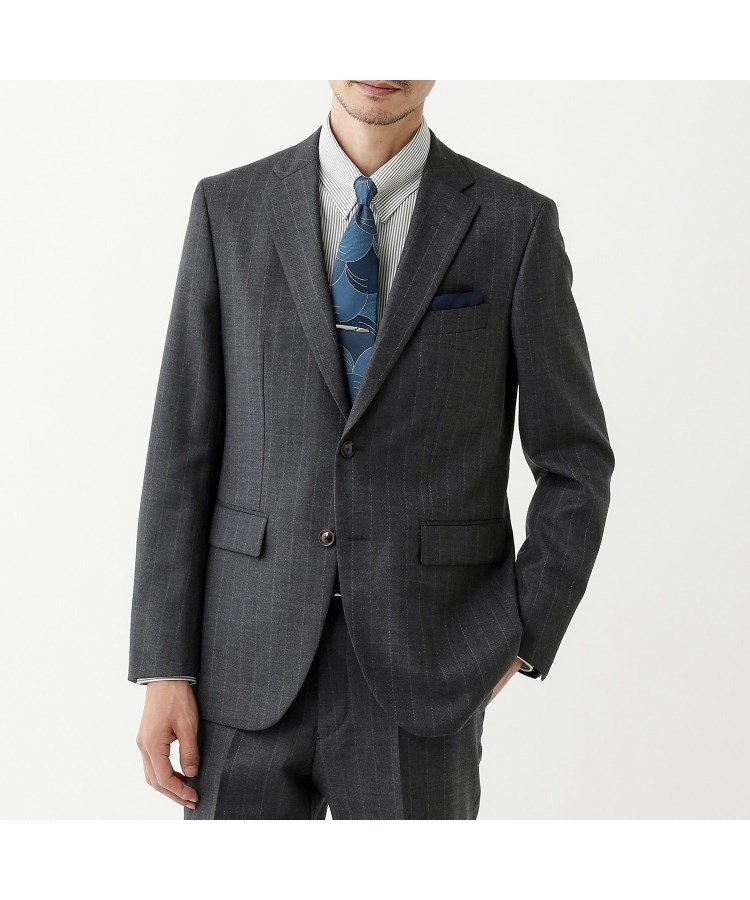 【タケオキクチ/TAKEO KIKUCHI / MEN】の【THE FLAGSHIP】矢絣 ストライプ スーツ インテリア・キッズ・メンズ・レディースファッション・服の通販 founy(ファニー) 　ファッション　Fashion　メンズファッション　Fashion for Men　エレガント 上品　Elegant　ジャケット　Jacket, Outerwear　ストライプ　Stripe, Striped Pattern　スーツ　Suit, Formalwear　定番　Standard, Basic Item　ベスト　Vest, Waistcoat　ポケット　Pocket, Pocket Detail　モダン　Modern, Contemporary　無地　Plain, Solid Color　おすすめ　Recommended / Our Picks　夏　Summer　ビジネス 仕事 通勤　Business / Work / Commuting　チャコールグレー|ID: prp329100004828341 ipo3291000000035139024