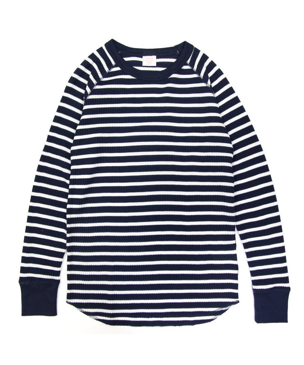 【ローラ/Rora】のJEMORGAN レディース ワッフルボーダーラグランロンT(パック入り) インテリア・キッズ・メンズ・レディースファッション・服の通販 founy(ファニー) 　ファッション　Fashion　レディースファッション　Fashion for Women　トップス・カットソー　Cut & Sew Tops　ロングTシャツ・Tシャツ　Longline T-Shirts & Tees　カメラ　Camera Accessories　吸水　Absorbent, Quick-Dry　サーマル　Thermal, Waffle Knit　スリーブ　Sleeve, Long Sleeve / Short Sleeve　定番　Standard, Basic Item　長袖　Long Sleeve, Full Sleeve　ボーダー　Border, Stripe　ロング　Long, Long-Length　ワッフル　Waffle, Waffle Knit　おすすめ　Recommended / Our Picks　夏　Summer　お正月　New Year　クリスマス X'mas　Christmas / X'mas　ギフト プレゼント　Gift / Present　入学式　Entrance Ceremony　卒業式　Graduation Ceremony　ネイビー×ホワイトA|ID: prp329100004828343 ipo3291000000035139052