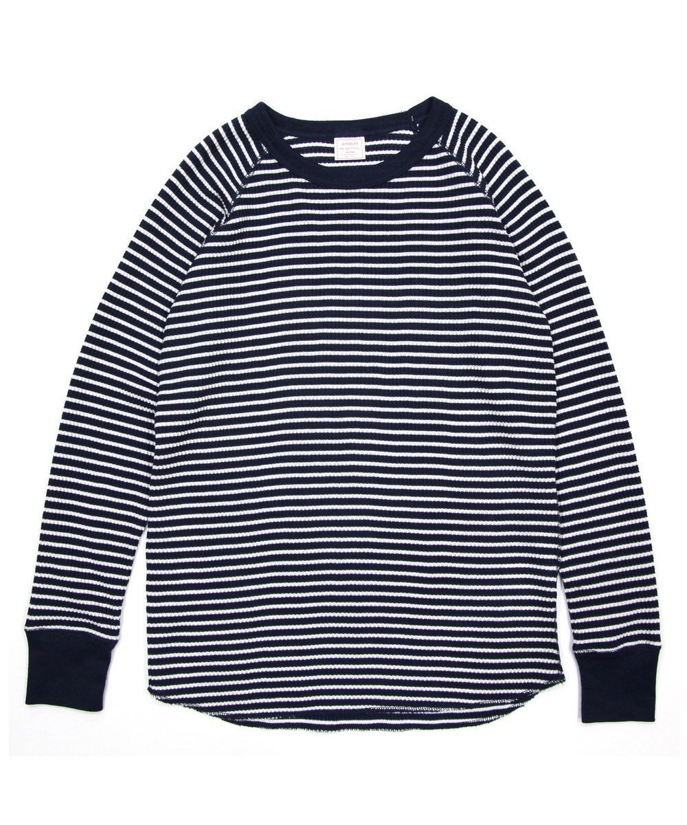 【ローラ/Rora】のJEMORGAN レディース ワッフルボーダーラグランロンT(パック入り) インテリア・キッズ・メンズ・レディースファッション・服の通販 founy(ファニー) 　ファッション　Fashion　レディースファッション　Fashion for Women　トップス・カットソー　Cut & Sew Tops　ロングTシャツ・Tシャツ　Longline T-Shirts & Tees　カメラ　Camera Accessories　吸水　Absorbent, Quick-Dry　サーマル　Thermal, Waffle Knit　スリーブ　Sleeve, Long Sleeve / Short Sleeve　定番　Standard, Basic Item　長袖　Long Sleeve, Full Sleeve　ボーダー　Border, Stripe　ロング　Long, Long-Length　ワッフル　Waffle, Waffle Knit　おすすめ　Recommended / Our Picks　夏　Summer　お正月　New Year　クリスマス X'mas　Christmas / X'mas　ギフト プレゼント　Gift / Present　入学式　Entrance Ceremony　卒業式　Graduation Ceremony　ネイビー×ホワイトB|ID: prp329100004828343 ipo3291000000035139054
