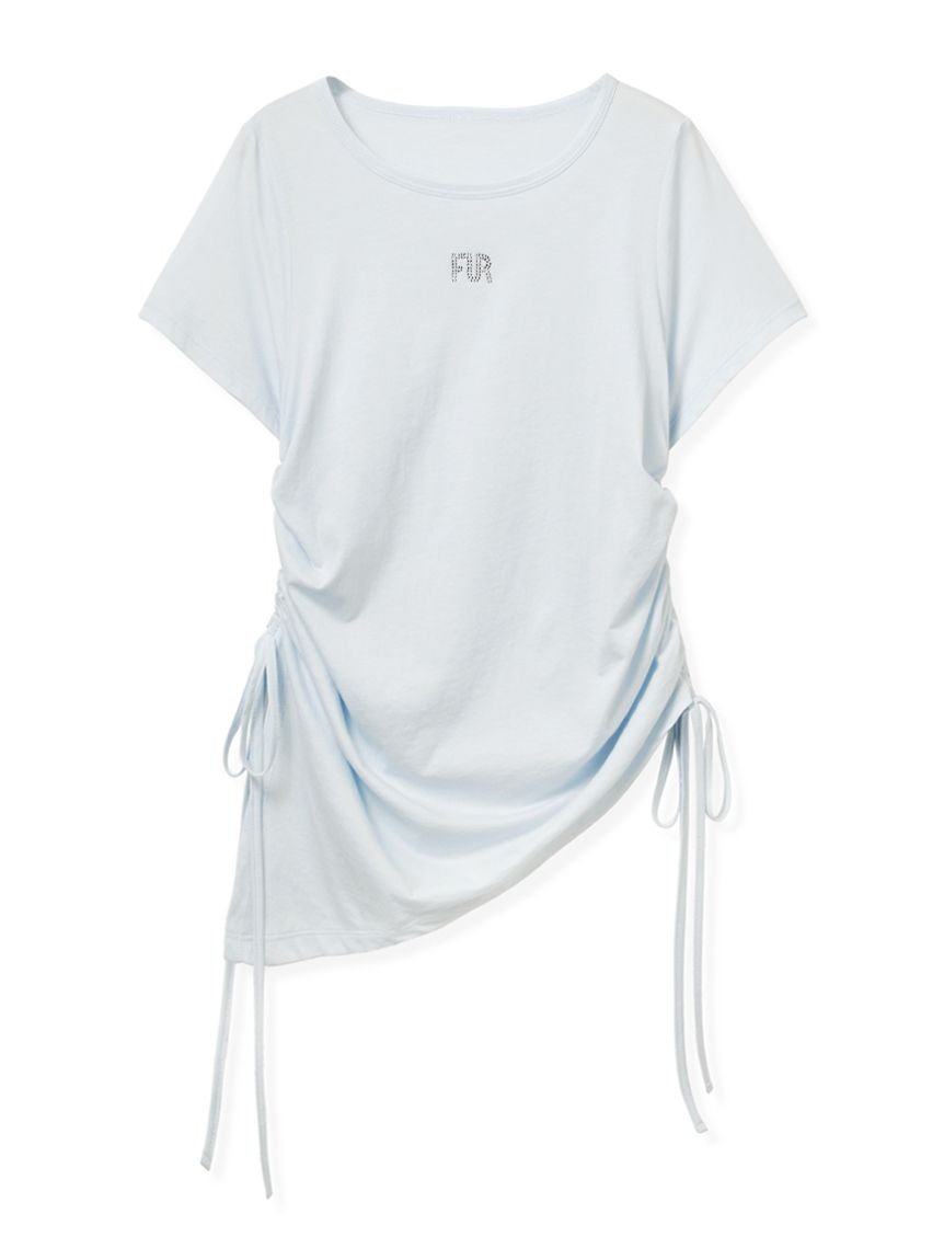 【ファーファー/FURFUR】の【WEB限定カラー】クリスタルロゴアシンメトリーTシャツ インテリア・キッズ・メンズ・レディースファッション・服の通販 founy(ファニー) 　ファッション　Fashion　レディースファッション　Fashion for Women　トップス・カットソー　Cut & Sew Tops　シャツ・ブラウス・オフィスカジュアル　Elegant Blouses & Button-Ups　ロングTシャツ・Tシャツ　Longline T-Shirts & Tees　インナー　Innerwear　カットソー　Cut and Sewn Top　ギャザー　Gathered, Ruffled　シアー　Sheer, See-Through　スマート　Smart, Elegant　SAX[083]|ID: prp329100004828367 ipo3291000000035139298