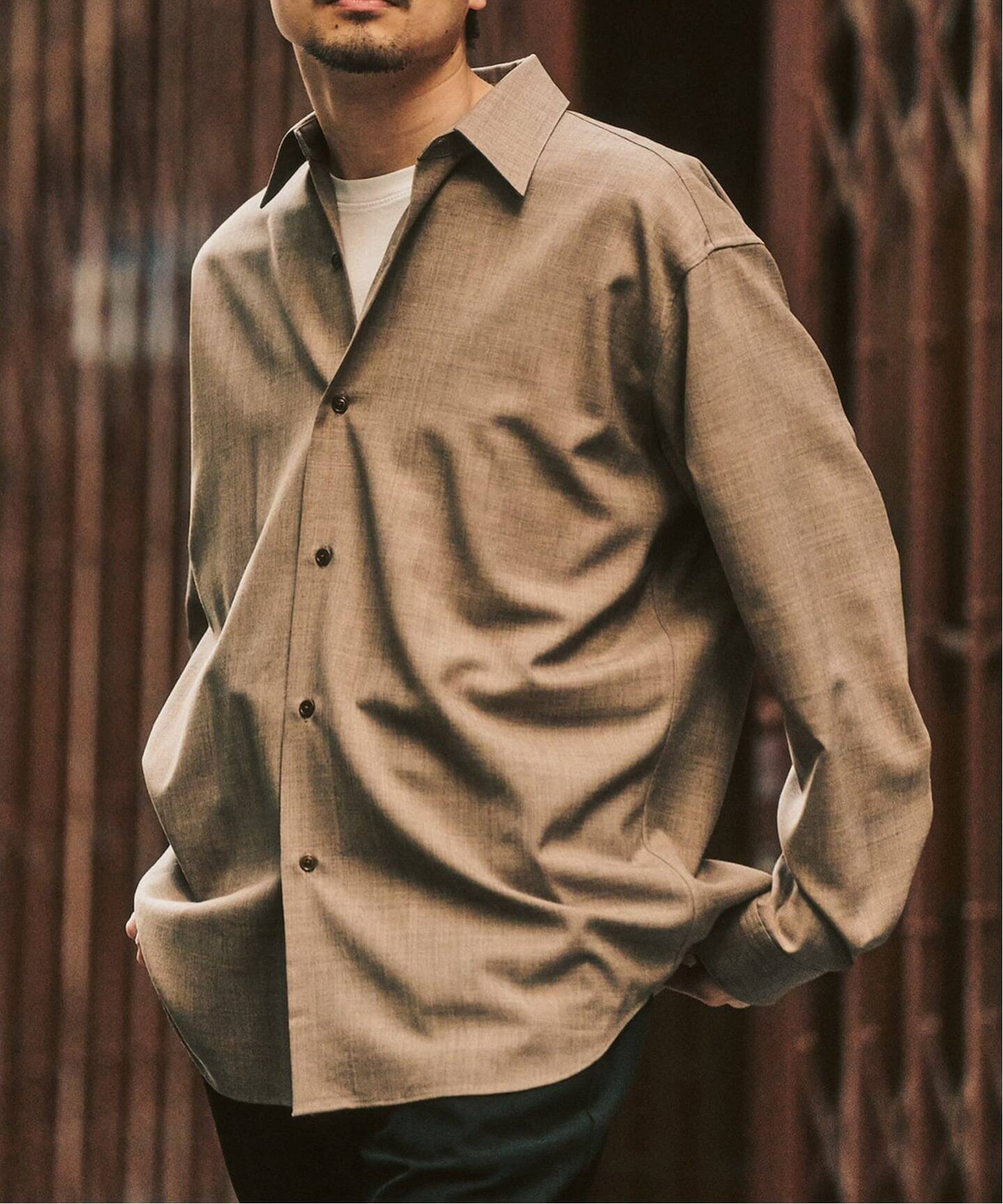 【フォーワンセブン バイ エディフィス/417 by EDIFICE / MEN】の【LE JAPON ATELIER】 Akita レギュラーウールシャツ インテリア・キッズ・メンズ・レディースファッション・服の通販 founy(ファニー) 　ファッション　Fashion　メンズファッション　Fashion for Men　インナー　Innerwear　シンプル　Simple, Minimal　ジャケット　Jacket, Outerwear　フィット　Fit, Slim Fit　レギュラー　Regular, Standard Fit　日本製　Made In Japan　ブラウン A|ID: prp329100004828372 ipo3291000000035139353