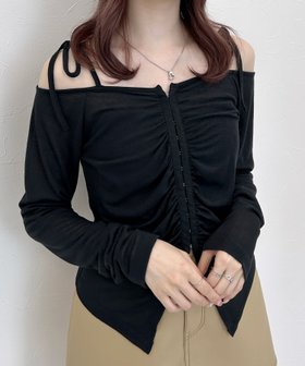 【ヘザー/Heather】のギャザーフロントホックプルオーバー 人気、トレンドファッション・服の通販 founy(ファニー) ファッション Fashion レディースファッション Fashion for Women トップス・カットソー Cut & Sew Tops カジュアルプルオーバー・ニットトップス Pullovers & Knit Tops / Casual Pullovers おすすめ Recommended / Our Picks インナー Innerwear カットソー Cut and Sewn Top スリット Slit, Slit Detail デニム Denim, Jeans Material トレンド Trend, Trending Now フロント Front, Front Design |ID:prp329100004828404