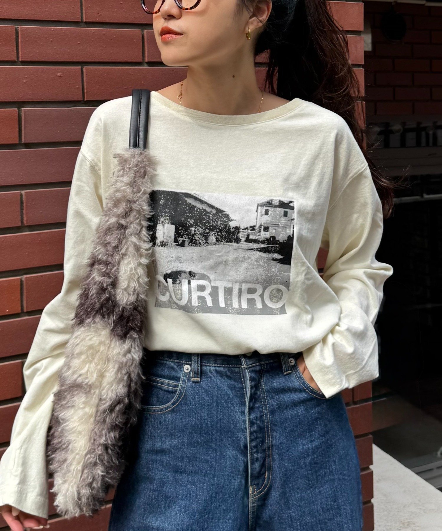 【チャオパニックティピー/CIAOPANIC TYPY】のクロップド丈ピグメントフォトプリントTee インテリア・キッズ・メンズ・レディースファッション・服の通販 founy(ファニー) 　ファッション　Fashion　レディースファッション　Fashion for Women　ヴィンテージ　Vintage Style　春　Spring　クロップド　Cropped, Short Length　ジャケット　Jacket, Outerwear　バランス　Balance, Style Balance　プリント　Print, Printed Pattern　ボトム　Bottoms, Lower Wear　ラウンド　Round, Round Neck　ロング　Long, Long-Length　ワイド　Wide, Wide Fit　A/W・秋冬　Autumn/Winter　おすすめ　Recommended / Our Picks　アイボリー|ID: prp329100004828422 ipo3291000000035139872