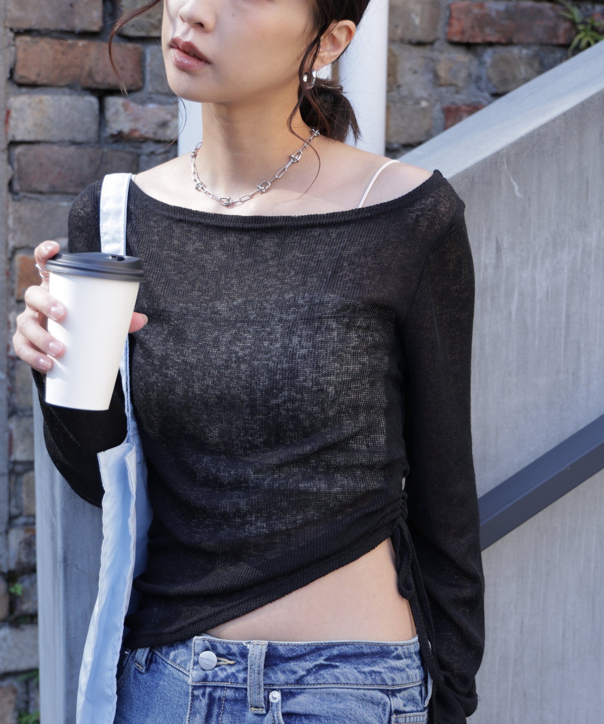 【フリーズマート/FREE'S MART】のメランジドロストシャーリングカットソー インテリア・キッズ・メンズ・レディースファッション・服の通販 founy(ファニー) ファッション Fashion レディースファッション Fashion for Women トップス・カットソー Cut & Sew Tops カットソー・ベーシックTシャツ Cut-and-Sewn Tops / Stretch Tees & Basics インナー Innerwear カットソー Cut and Sewn Top カーディガン Cardigan, Knitwear シンプル Simple, Minimal ジャケット Jacket, Outerwear デニム Denim, Jeans Material ニットソー Knit-Sewn, Cut & Sew Knit バランス Balance, Style Balance メランジ Melange, Mixed Yarn リボン Ribbon, Bow ブラック|ID: prp329100004828529 ipo3291000000035140728