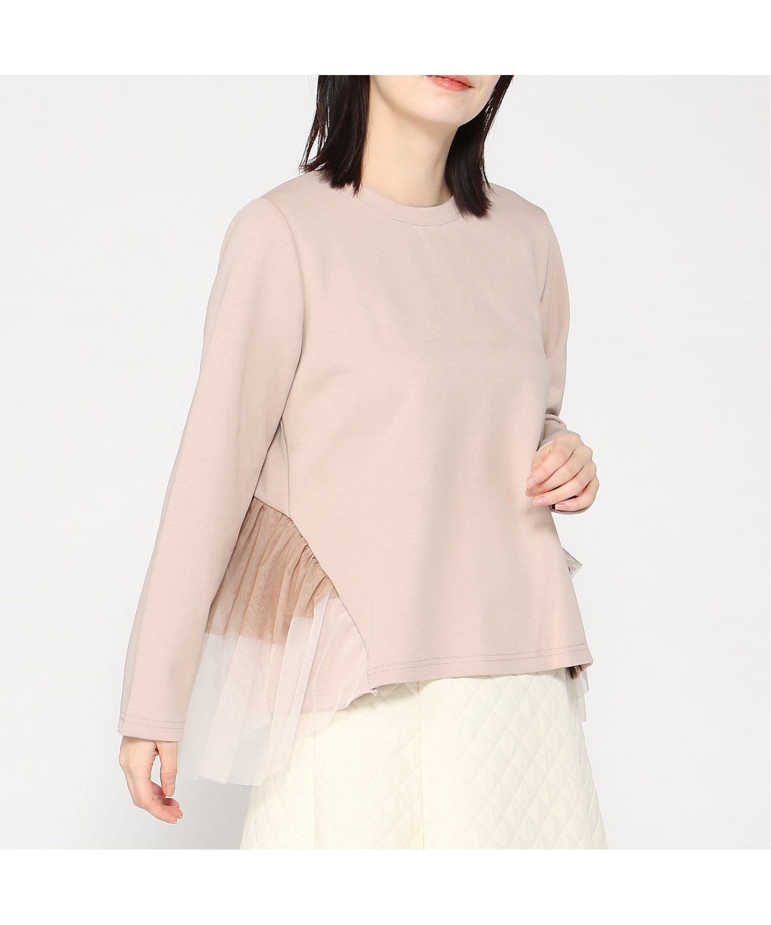 【ミニョントレフル ルームヨンマルサンセレクティッド/mignon trefle Room403 selected】のFReePLACe/バックフリル トップス インテリア・キッズ・メンズ・レディースファッション・服の通販 founy(ファニー) 　ファッション　Fashion　レディースファッション　Fashion for Women　トップス・カットソー　Cut & Sew Tops　デニム　Denim, Jeans Material　フェミニン　Feminine, Girly　フリル　Frill, Ruffle　フロント　Front, Front Design　ロング　Long, Long-Length　ベージュ|ID: prp329100004828543 ipo3291000000035140852