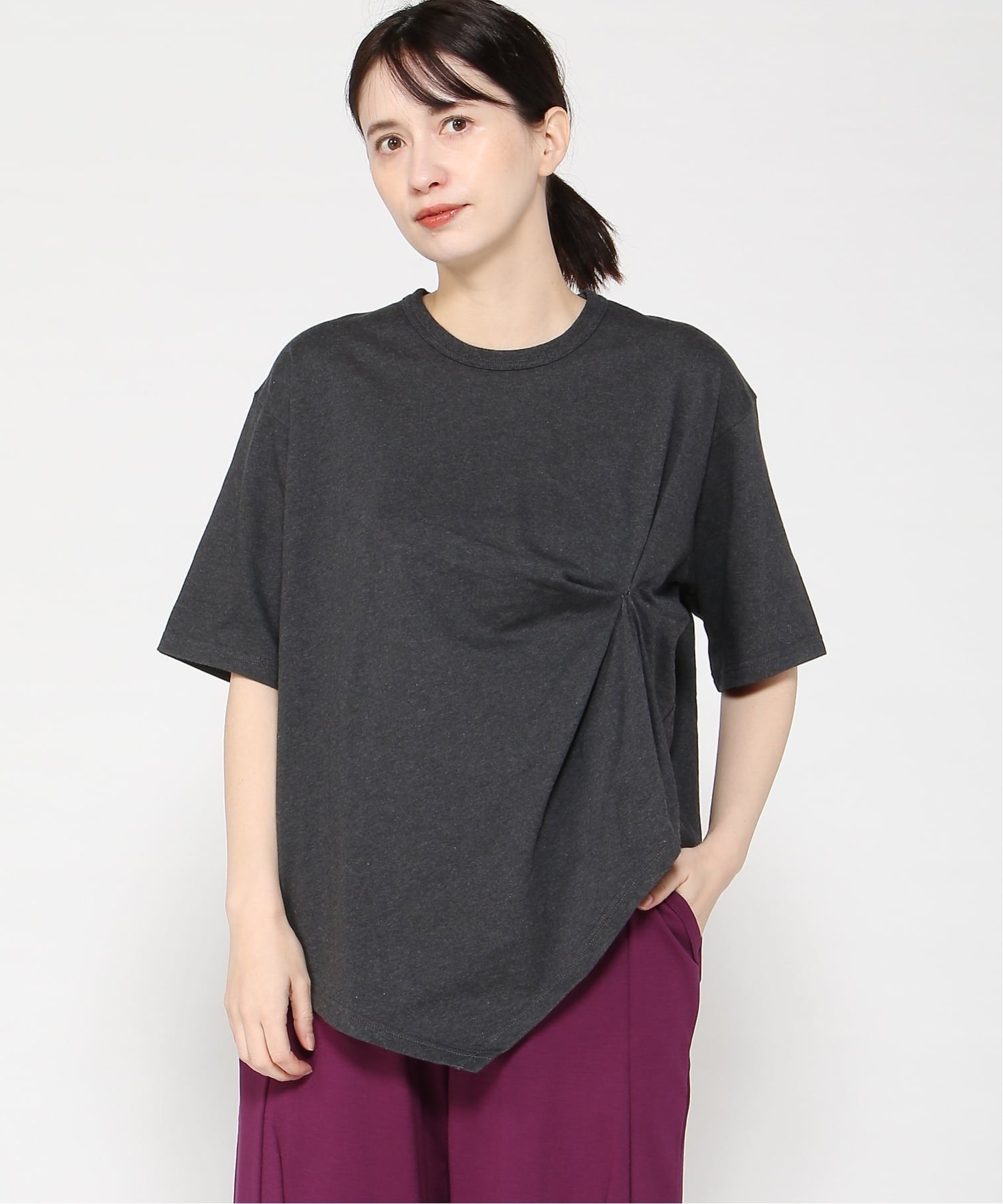 【ゴム/gomme】のクシュドT インテリア・キッズ・メンズ・レディースファッション・服の通販 founy(ファニー) ファッション Fashion レディースファッション Fashion for Women カットソー Cut and Sewn Top シンプル Simple, Minimal バランス Balance, Style Balance ボトム Bottoms, Lower Wear ポケット Pocket, Pocket Detail ワイド Wide, Wide Fit チャコール|ID: prp329100004828558 ipo3291000000035140934