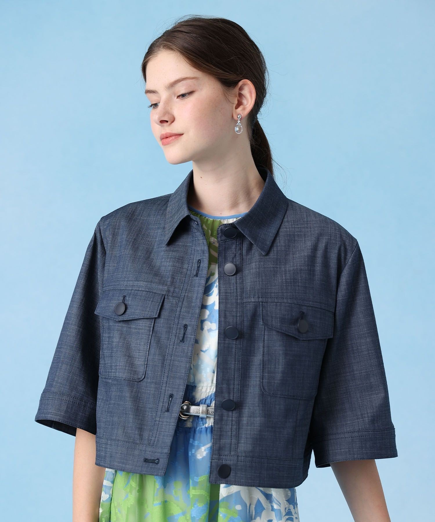 【アナイ/ANAYI】の【セットアップ対応商品】スラブデニムライク5分袖ブルゾン 人気、トレンドファッション・服の通販 founy(ファニー) 　ファッション　Fashion　レディースファッション　Fashion for Women　アウター　Coat / Outerwear Collection　ブルゾンジャケット・スポーティアウター　Blouson Jackets　インディゴ　Indigo Denim　ストレッチ　Stretch, Stretchy Fabric　スマート　Smart, Elegant　セットアップ　Set-Up, Coordinated Outfit　デニム　Denim, Jeans Material　ブルゾン　Blouson, Bomber Jacket　リラックス　Relax, Relaxed Fit　S/S・春夏　SS, Spring/Summer, Warm Season　再入荷　Restock / Back in Stock　夏　Summer　 other-1|ID: prp329100004828559 ipo3291000000035140948