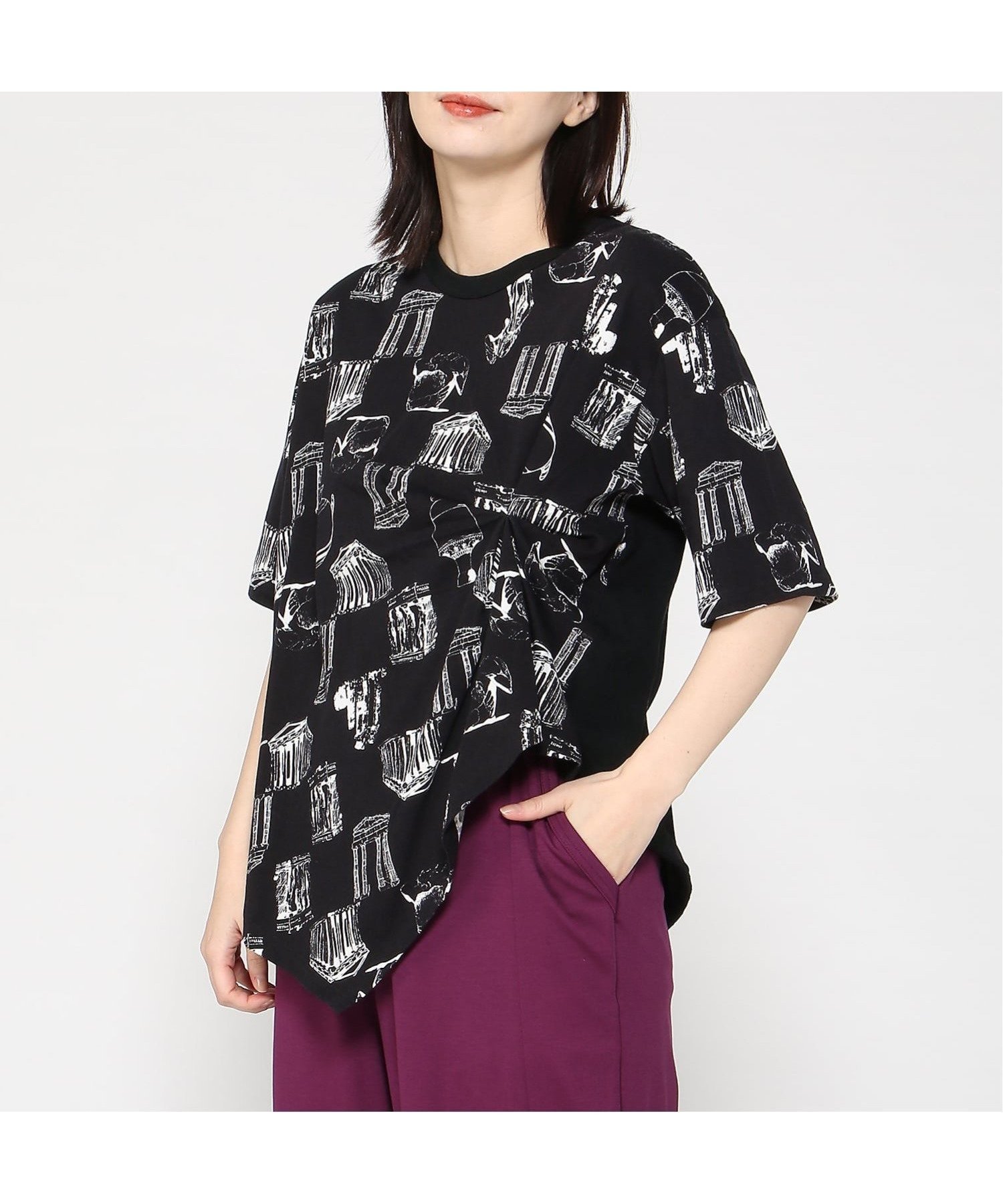 【ゴム/gomme】のパルテノンクシュドT インテリア・キッズ・メンズ・レディースファッション・服の通販 founy(ファニー) ファッション Fashion レディースファッション Fashion for Women エレガント 上品 Elegant カットソー Cut and Sewn Top シンプル Simple, Minimal バランス Balance, Style Balance バルーン Balloon, Balloon Silhouette プリント Print, Printed Pattern ポケット Pocket, Pocket Detail モノトーン Monotone, Black and White ワイド Wide, Wide Fit 今季 This Season, Current Season 黒|ID: prp329100004828560 ipo3291000000035140962