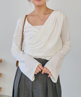 【カプリシューレマージュ/CAPRICIEUX LEMAGE】のドレープアシメネックT 人気、トレンドファッション・服の通販 founy(ファニー) ファッション Fashion レディースファッション Fashion for Women おすすめ Recommended / Our Picks アシンメトリー Asymmetrical Style インナー Innerwear カットソー Cut and Sewn Top ギャザー Gathered, Ruffled ジャケット Jacket, Outerwear スリーブ Sleeve, Long Sleeve / Short Sleeve ドレープ Drape, Draping Fabric フレア Flare, Flared ワイド Wide, Wide Fit |ID:prp329100004828569