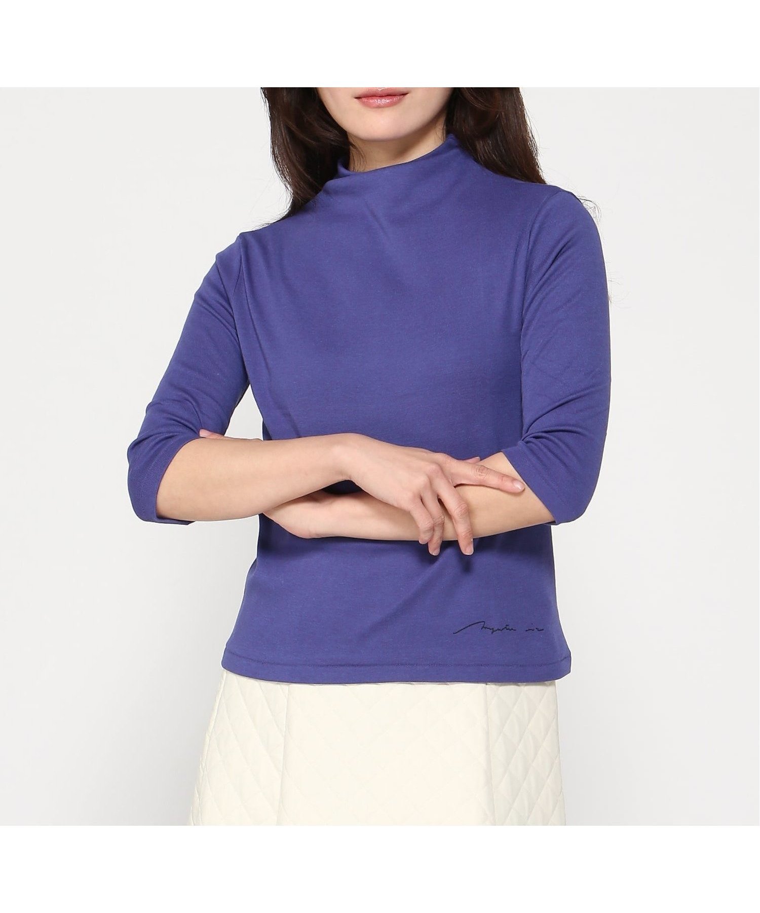 【マジェンタ/MAGENTA】のMAGENTA/フライス5センチボトルネック7分袖 人気、トレンドファッション・服の通販 founy(ファニー) 　ファッション　Fashion　レディースファッション　Fashion for Women　トップス・カットソー　Cut & Sew Tops　ビジネス 仕事 通勤　Business / Work / Commuting　プリント　Print, Printed Pattern　ボトルネック　Bottle Neck, Mock Neck　 other-1|ID: prp329100004828573 ipo3291000000035141131