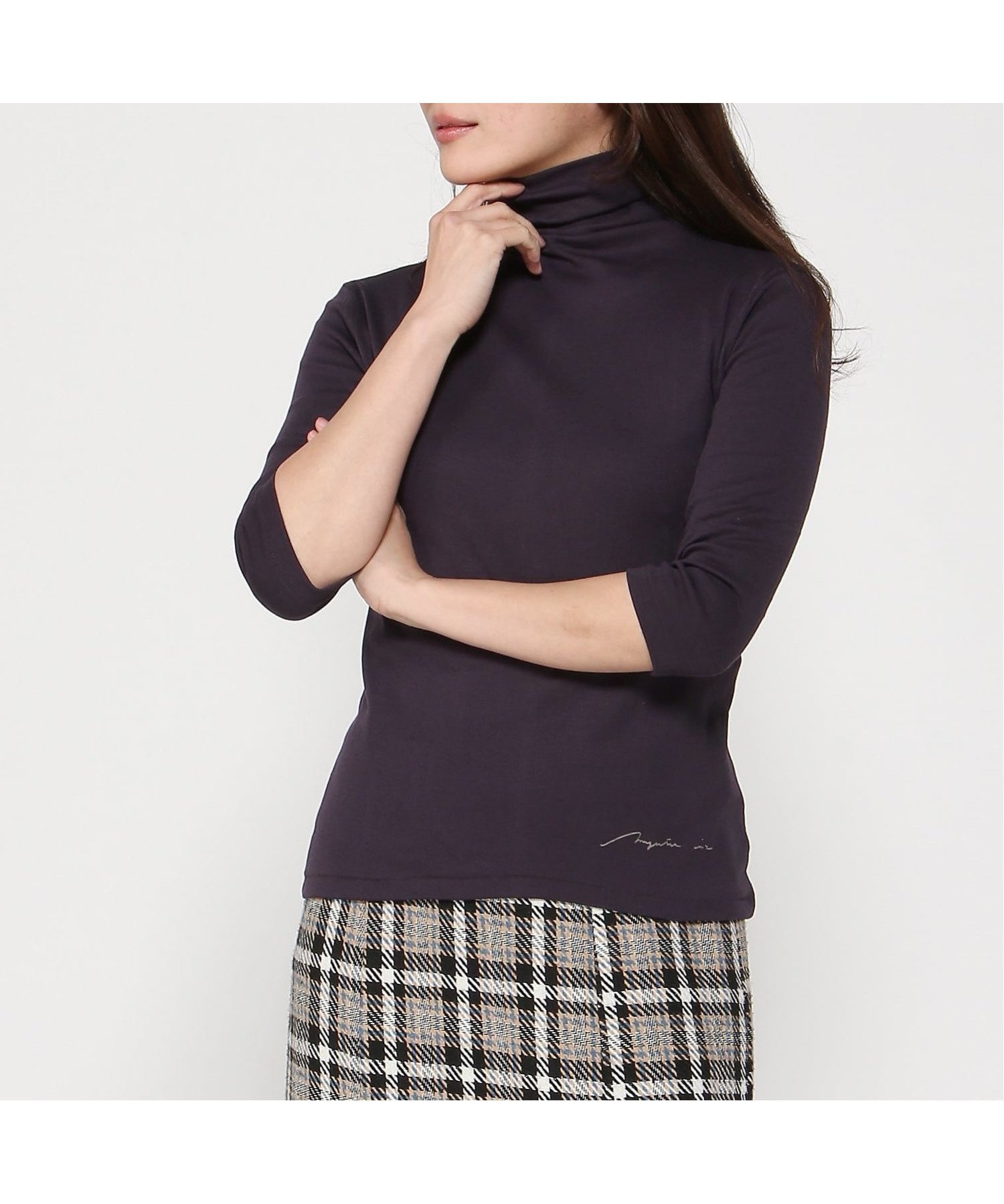 【マジェンタ/MAGENTA】のMAGENTA/フライス12センチボトル7分袖 インテリア・キッズ・メンズ・レディースファッション・服の通販 founy(ファニー) 　ファッション　Fashion　レディースファッション　Fashion for Women　トップス・カットソー　Cut & Sew Tops　ボトルネック　Bottle Neck, Mock Neck　ウインタ-ネイビ-杢|ID: prp329100004828574 ipo3291000000035141142