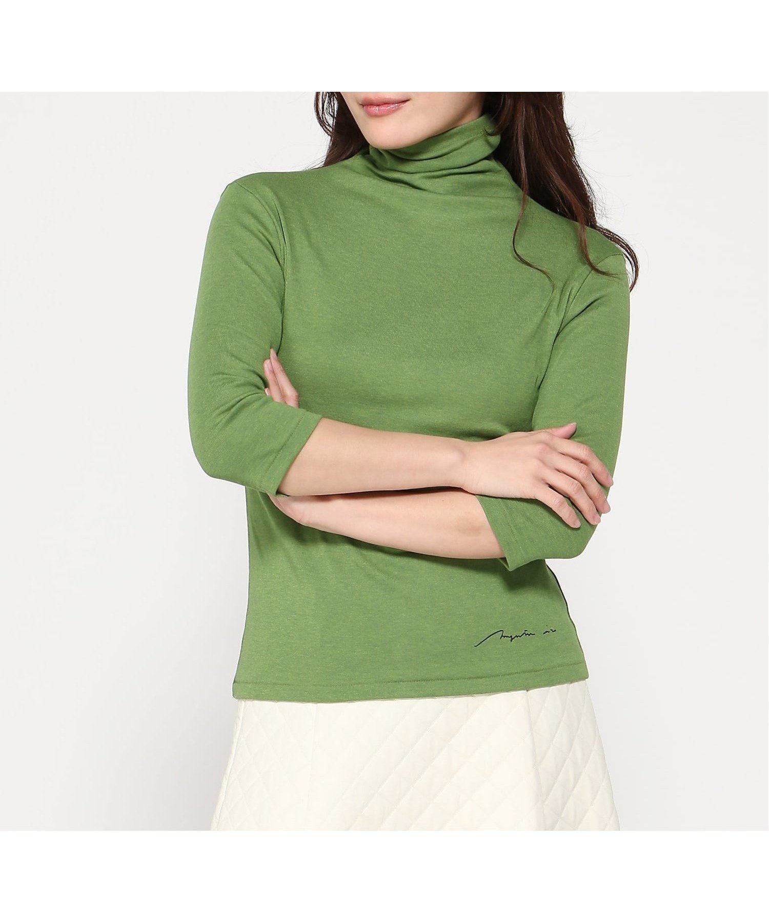 【マジェンタ/MAGENTA】のMAGENTA/フライス12センチボトル7分袖 インテリア・キッズ・メンズ・レディースファッション・服の通販 founy(ファニー) 　ファッション　Fashion　レディースファッション　Fashion for Women　トップス・カットソー　Cut & Sew Tops　ボトルネック　Bottle Neck, Mock Neck　グリーン杢|ID: prp329100004828574 ipo3291000000035141144