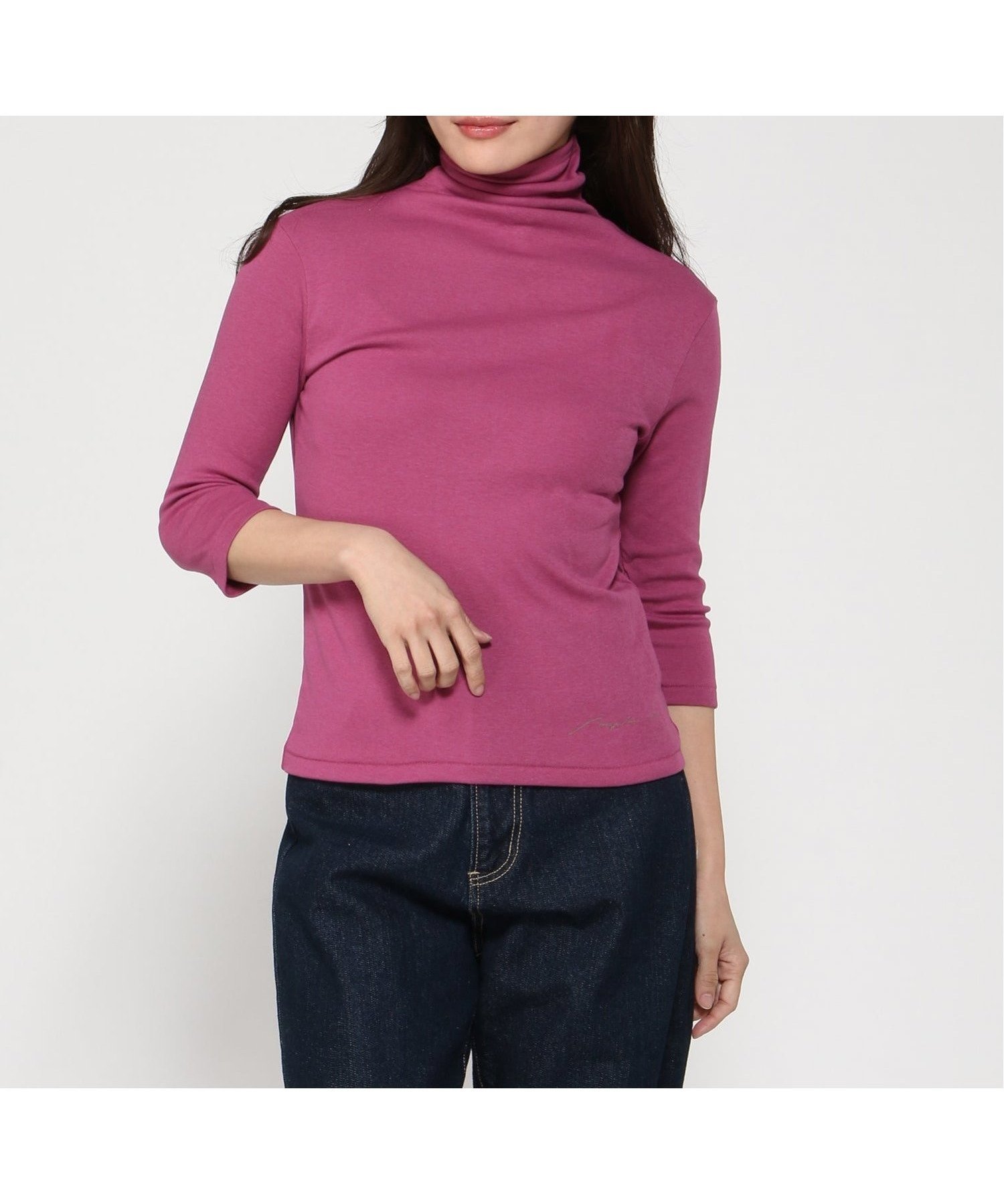 【マジェンタ/MAGENTA】のMAGENTA/フライス12センチボトル7分袖 インテリア・キッズ・メンズ・レディースファッション・服の通販 founy(ファニー) 　ファッション　Fashion　レディースファッション　Fashion for Women　トップス・カットソー　Cut & Sew Tops　ボトルネック　Bottle Neck, Mock Neck　プラム杢|ID: prp329100004828574 ipo3291000000035141150