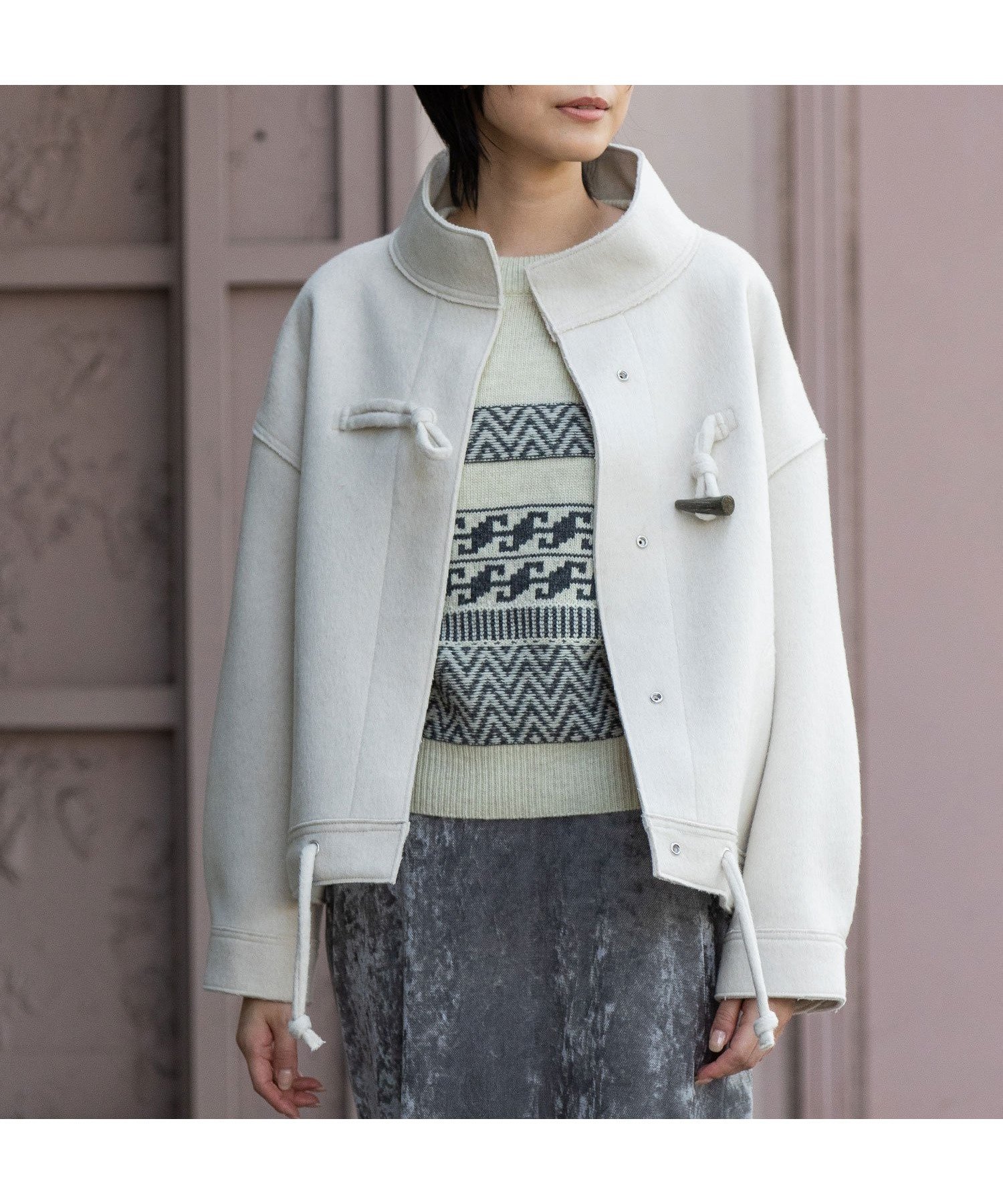 【ミューニック/Munich】のウールダブルビーバーダッフルジャケット インテリア・キッズ・メンズ・レディースファッション・服の通販 founy(ファニー) 　ファッション　Fashion　レディースファッション　Fashion for Women　アウター　Coat / Outerwear Collection　レディースジャケット・軽アウター　Jackets　カットオフ　Cut-Off Design　キュロット　Culottes, Wide Shorts　ショート　Short, Short Length　ドット　Polka Dot, Dot Pattern　ブラウジング　Blouson Silhouette, Cinched Waist　防寒　Cold Protection, Winter-Ready　A/W・秋冬　Autumn/Winter　2025年　2025　2025-2026秋冬・A/W　Autumn/Winter 2025–26 AW25–26　oys|ID: prp329100004828575 ipo3291000000035141155