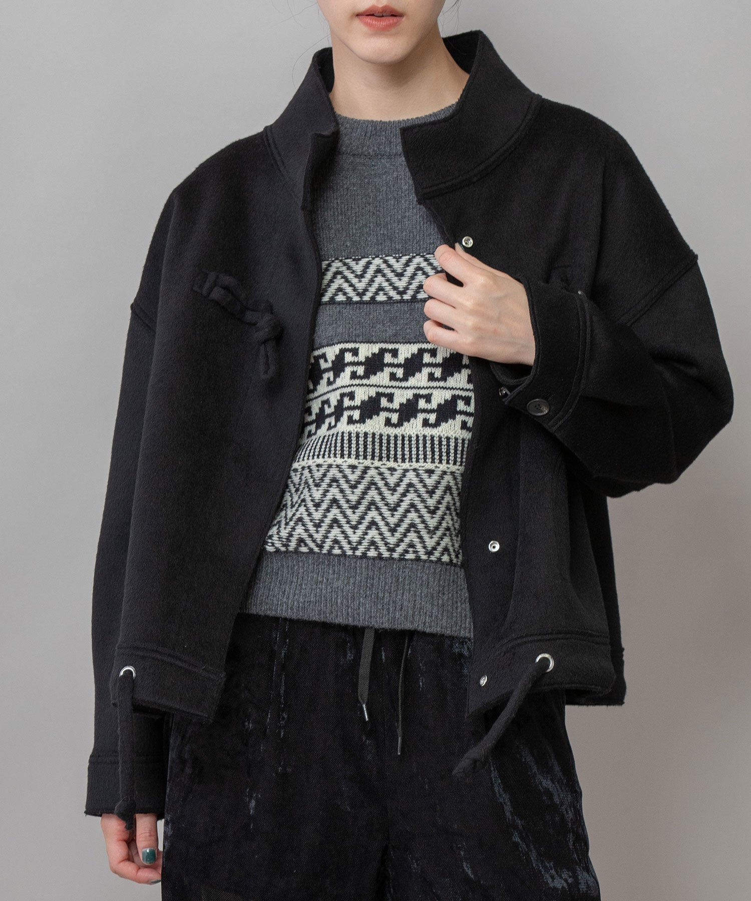 【ミューニック/Munich】のウールダブルビーバーダッフルジャケット インテリア・キッズ・メンズ・レディースファッション・服の通販 founy(ファニー) 　ファッション　Fashion　レディースファッション　Fashion for Women　アウター　Coat / Outerwear Collection　レディースジャケット・軽アウター　Jackets　カットオフ　Cut-Off Design　キュロット　Culottes, Wide Shorts　ショート　Short, Short Length　ドット　Polka Dot, Dot Pattern　ブラウジング　Blouson Silhouette, Cinched Waist　防寒　Cold Protection, Winter-Ready　A/W・秋冬　Autumn/Winter　2025年　2025　2025-2026秋冬・A/W　Autumn/Winter 2025–26 AW25–26　blk|ID: prp329100004828575 ipo3291000000035141158