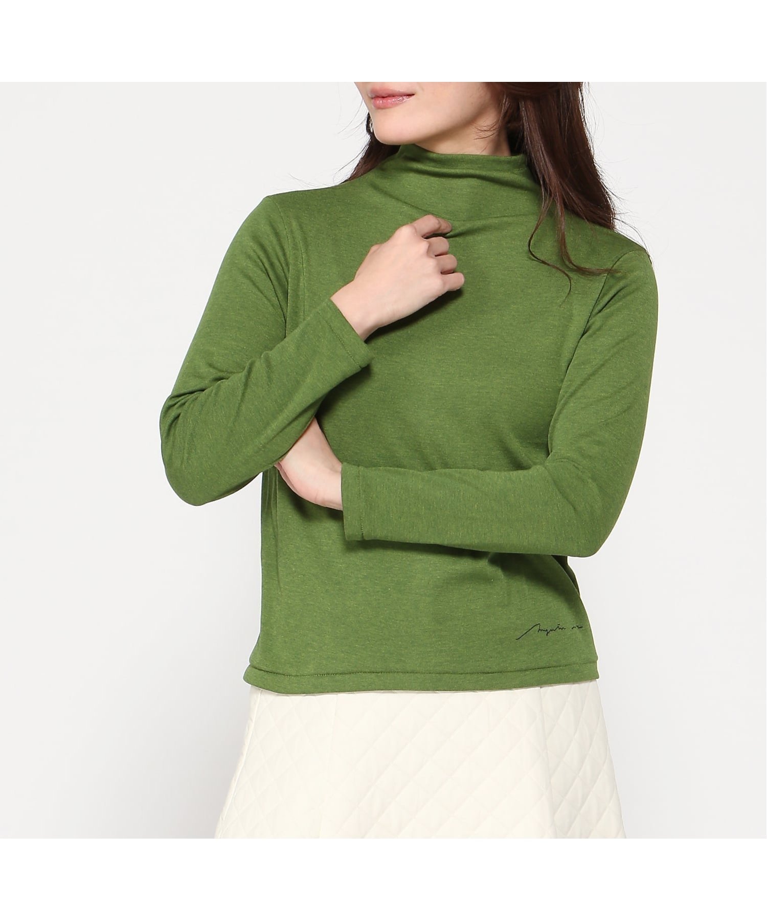 【マジェンタ/MAGENTA】のMAGENTA/フライス5センチボトルネック長袖 インテリア・キッズ・メンズ・レディースファッション・服の通販 founy(ファニー) 　ファッション　Fashion　レディースファッション　Fashion for Women　トップス・カットソー　Cut & Sew Tops　シンプル　Simple, Minimal　ボトルネック　Bottle Neck, Mock Neck　長袖　Long Sleeve, Full Sleeve　グリーン杢|ID: prp329100004828577 ipo3291000000035141169