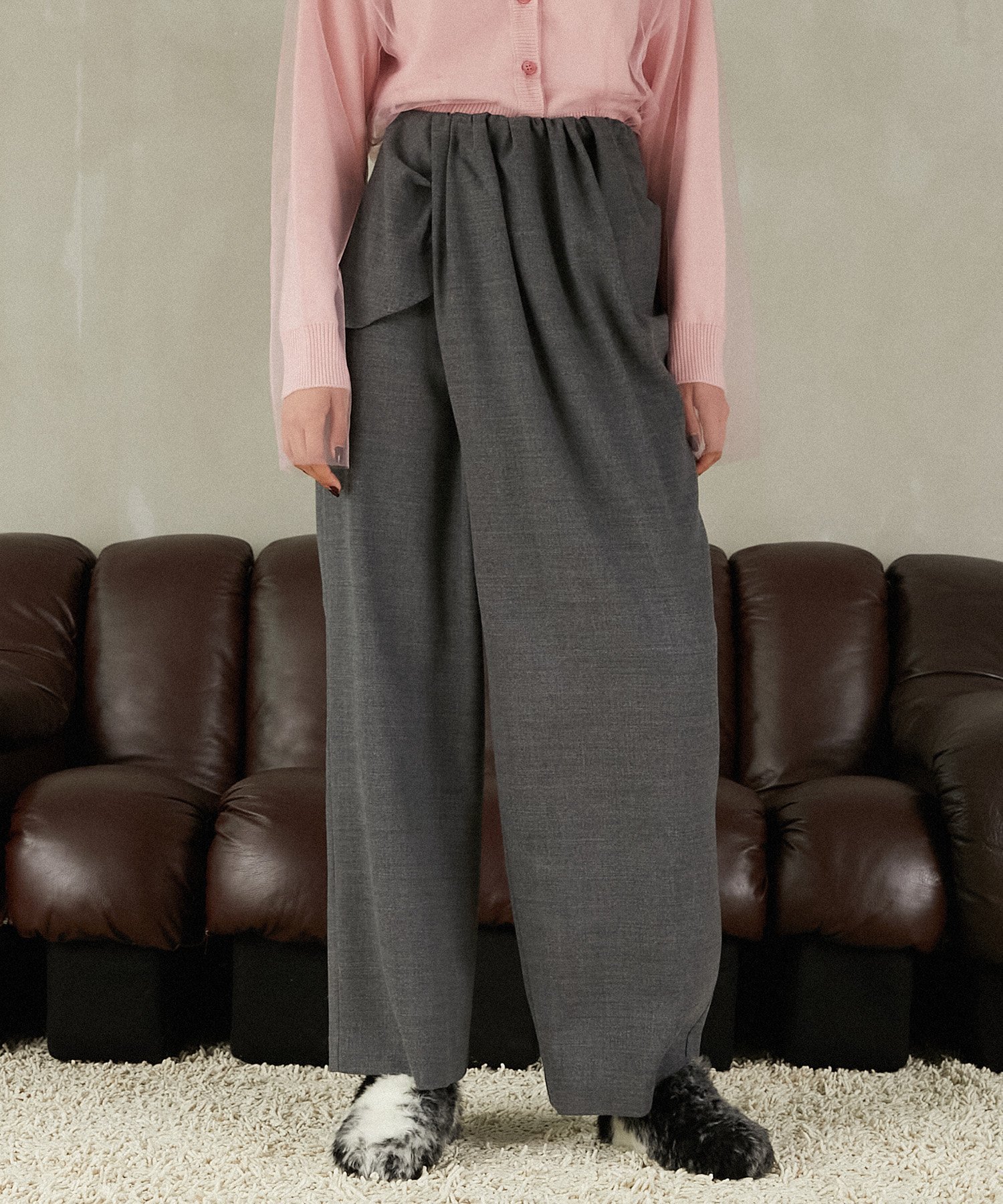 【プランク プロジェクト/PRANK PROJECT】のウエストドレープパンツ インテリア・キッズ・メンズ・レディースファッション・服の通販 founy(ファニー) 　ファッション　Fashion　レディースファッション　Fashion for Women　パンツ　Pants & Trousers　アシンメトリー　Asymmetrical Style　ギャザー　Gathered, Ruffled　スラックス　Slacks, Dress Pants　ドレープ　Drape, Draping Fabric　フィット　Fit, Slim Fit　マニッシュ　Mannish, Boyish　リラックス　Relax, Relaxed Fit　GRY|ID: prp329100004828609 ipo3291000000035141587