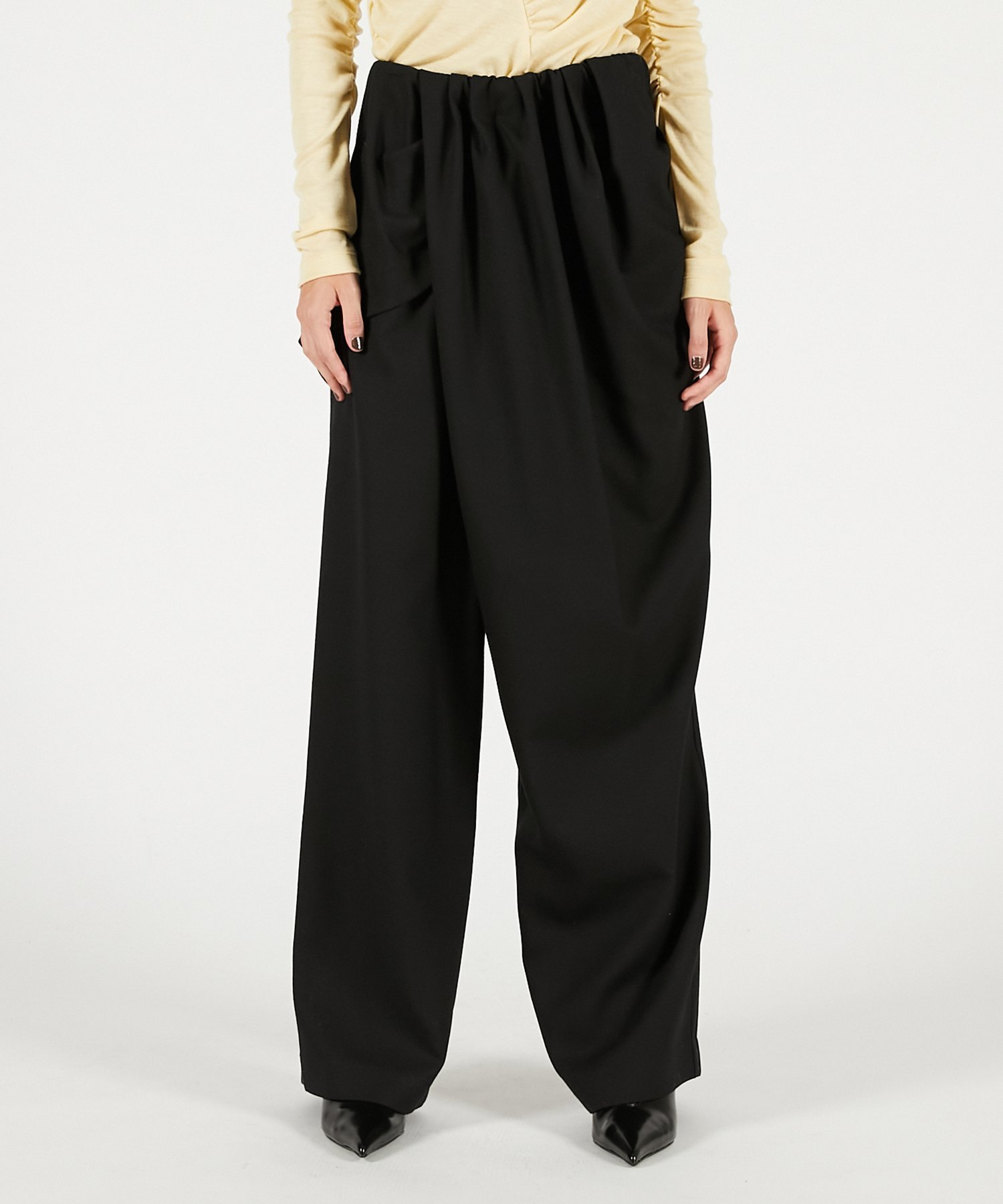 【プランク プロジェクト/PRANK PROJECT】のウエストドレープパンツ インテリア・キッズ・メンズ・レディースファッション・服の通販 founy(ファニー) 　ファッション　Fashion　レディースファッション　Fashion for Women　パンツ　Pants & Trousers　アシンメトリー　Asymmetrical Style　ギャザー　Gathered, Ruffled　スラックス　Slacks, Dress Pants　ドレープ　Drape, Draping Fabric　フィット　Fit, Slim Fit　マニッシュ　Mannish, Boyish　リラックス　Relax, Relaxed Fit　BLK|ID: prp329100004828609 ipo3291000000035141588