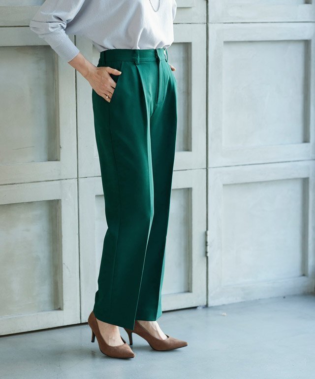 【ピエロ/Pierrot】のRASW テーパードパンツ インテリア・キッズ・メンズ・レディースファッション・服の通販 founy(ファニー) 　ファッション　Fashion　レディースファッション　Fashion for Women　パンツ　Pants & Trousers　バランス　Balance, Style Balance　エレガント 上品　Elegant　ダークグリーン|ID: prp329100004828630 ipo3291000000035141879
