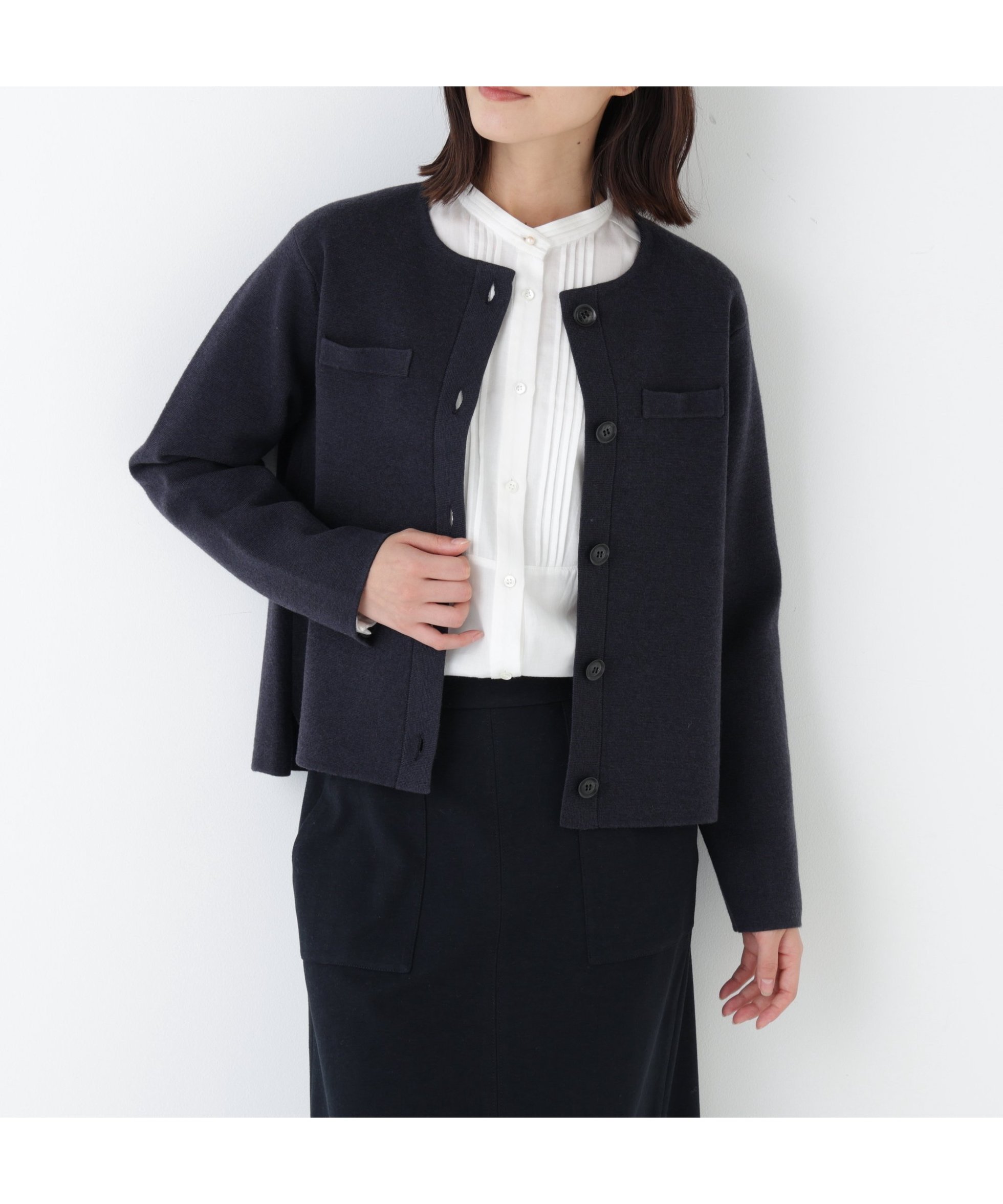 【ヒューマンウーマン/HUMAN WOMAN】のハイゲージミラノリブクルーネックジャケット インテリア・キッズ・メンズ・レディースファッション・服の通販 founy(ファニー) 　ファッション　Fashion　レディースファッション　Fashion for Women　アウター　Coat / Outerwear Collection　レディースジャケット・軽アウター　Jackets　おすすめ　Recommended / Our Picks　カーディガン　Cardigan, Knitwear　ジャケット　Jacket, Outerwear　スタンダード　Standard, Basic　スリット　Slit, Slit Detail　ポケット　Pocket, Pocket Detail　チャコール1|ID: prp329100004828640 ipo3291000000035141997