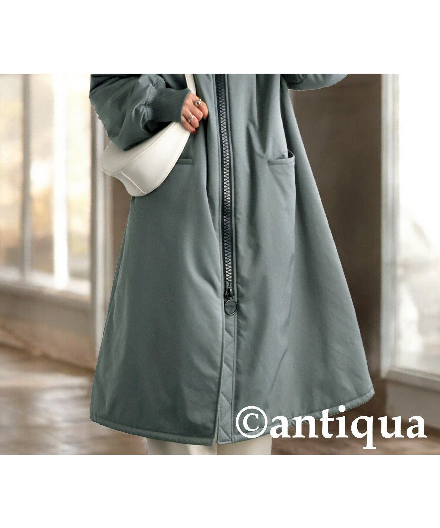 【アンティカ/antiqua】のantiqua アンティカ ロングコート レディース YP-00146 インテリア・キッズ・メンズ・レディースファッション・服の通販 founy(ファニー) 　ファッション　Fashion　レディースファッション　Fashion for Women　アウター　Coat / Outerwear Collection　コート・ロングコート・ピーコート　Long Coats, Peacoats & More　インナー　Innerwear　スタンド　Stand Collar, Upright Stand　ビッグ　Big, Oversized　ポケット　Pocket, Pocket Detail　防寒　Cold Protection, Winter-Ready　無地　Plain, Solid Color　ロング　Long, Long-Length　15 グレー|ID: prp329100004828664 ipo3291000000035142188