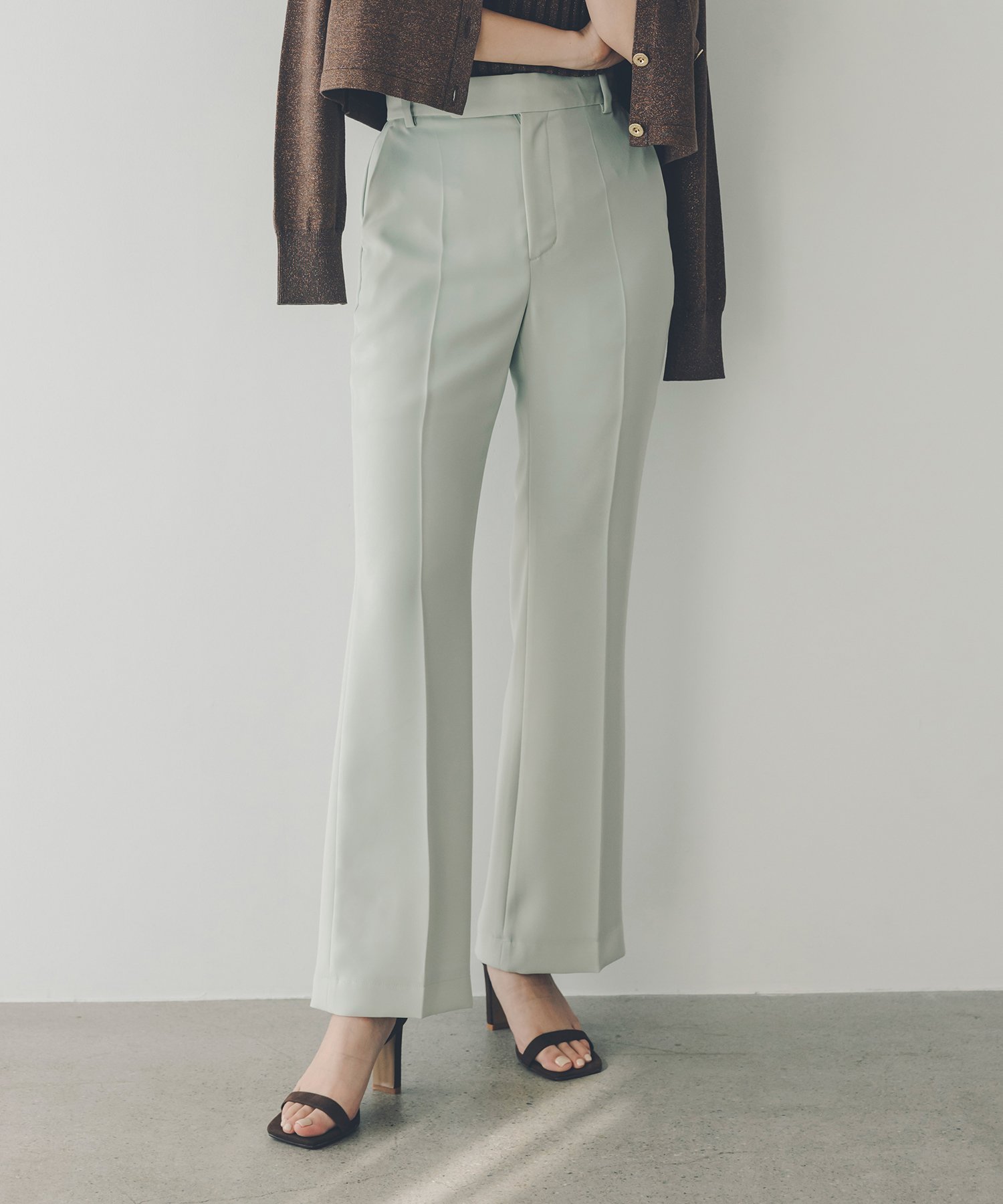 【アニュアンス/anuans】のスリムフィットセミフレアパンツ インテリア・キッズ・メンズ・レディースファッション・服の通販 founy(ファニー) 　ファッション　Fashion　レディースファッション　Fashion for Women　パンツ　Pants & Trousers　インナー　Innerwear　パイピング　Piping, Trim Design　フロント　Front, Front Design　MINT|ID: prp329100004828668 ipo3291000000035142225