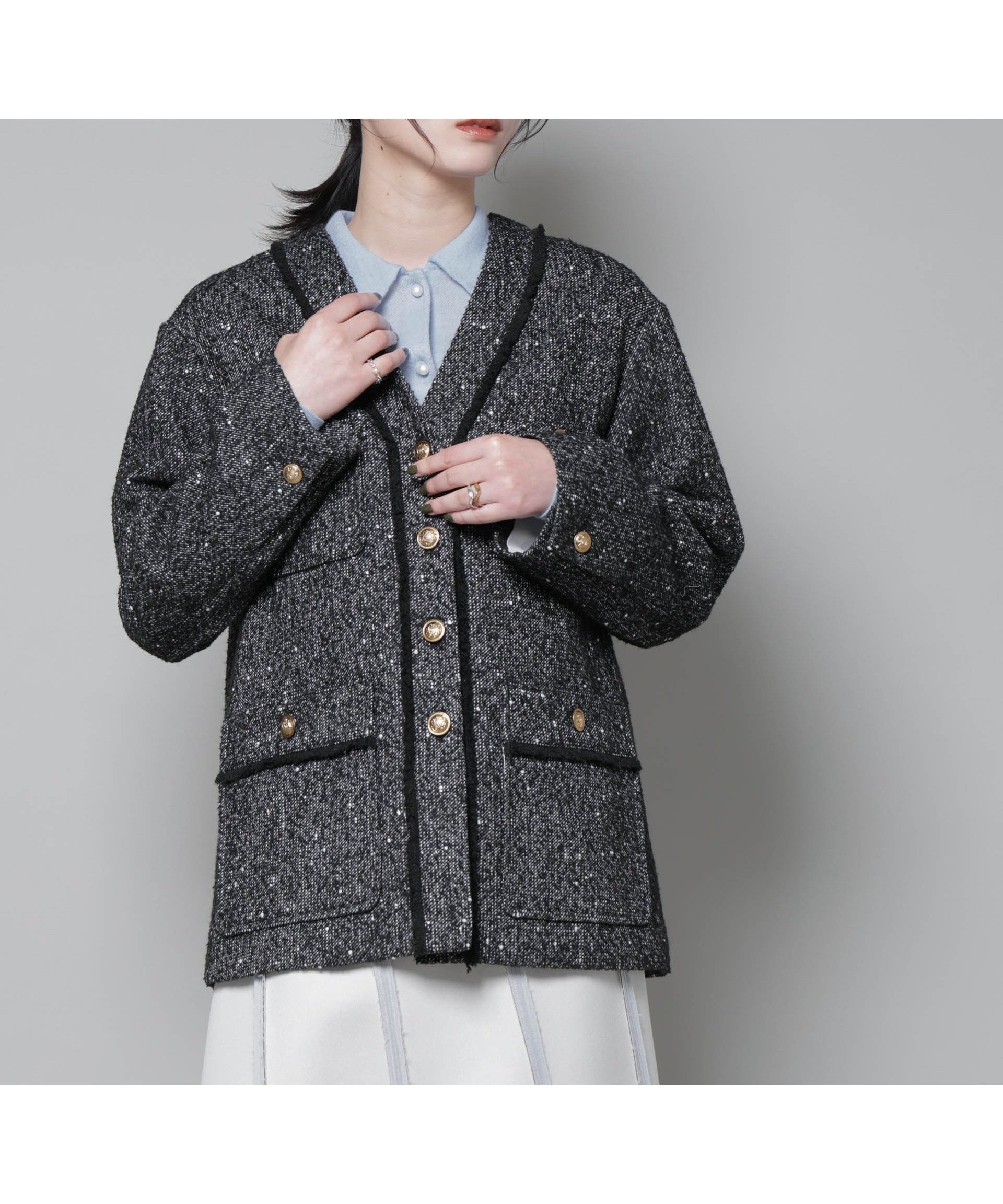 【ナノ ユニバース/nano universe】のネップツイードノーカラージャケット 人気、トレンドファッション・服の通販 founy(ファニー) 　ファッション　Fashion　レディースファッション　Fashion for Women　アウター　Coat / Outerwear Collection　レディースジャケット・軽アウター　Jackets　ノーカラージャケット / シンプル上品コーデ　Collarless Jackets　ヴィンテージ　Vintage Style　クラシカル　Classical, Vintage-Inspired　コイン　Coin, Coin Design　ジャケット　Jacket, Outerwear　ツイード　Twill, Twill Weave　ネップ　Nepp, Slub Yarn　フリンジ　Fringe, Tassel　フロント　Front, Front Design　ポケット　Pocket, Pocket Detail　A/W・秋冬　Autumn/Winter　2025年　2025　2025-2026秋冬・A/W　Autumn/Winter 2025–26 AW25–26　 other-1|ID: prp329100004828672 ipo3291000000035142291