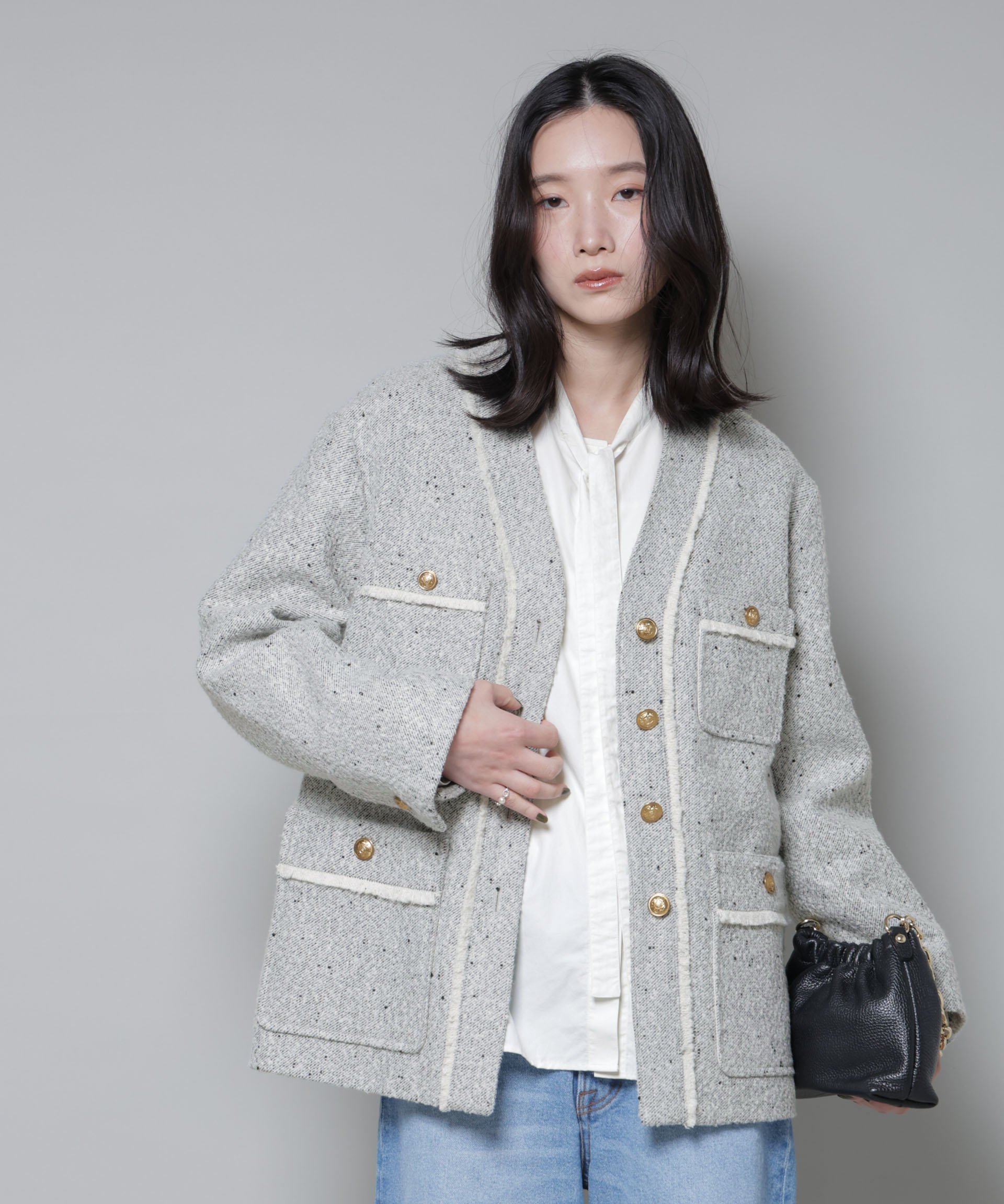 【ナノ ユニバース/nano universe】のネップツイードノーカラージャケット インテリア・キッズ・メンズ・レディースファッション・服の通販 founy(ファニー) 　ファッション　Fashion　レディースファッション　Fashion for Women　アウター　Coat / Outerwear Collection　レディースジャケット・軽アウター　Jackets　ノーカラージャケット / シンプル上品コーデ　Collarless Jackets　ヴィンテージ　Vintage Style　クラシカル　Classical, Vintage-Inspired　コイン　Coin, Coin Design　ジャケット　Jacket, Outerwear　ツイード　Twill, Twill Weave　ネップ　Nepp, Slub Yarn　フリンジ　Fringe, Tassel　フロント　Front, Front Design　ポケット　Pocket, Pocket Detail　A/W・秋冬　Autumn/Winter　2025年　2025　2025-2026秋冬・A/W　Autumn/Winter 2025–26 AW25–26　オフホワイト1|ID: prp329100004828672 ipo3291000000035142293