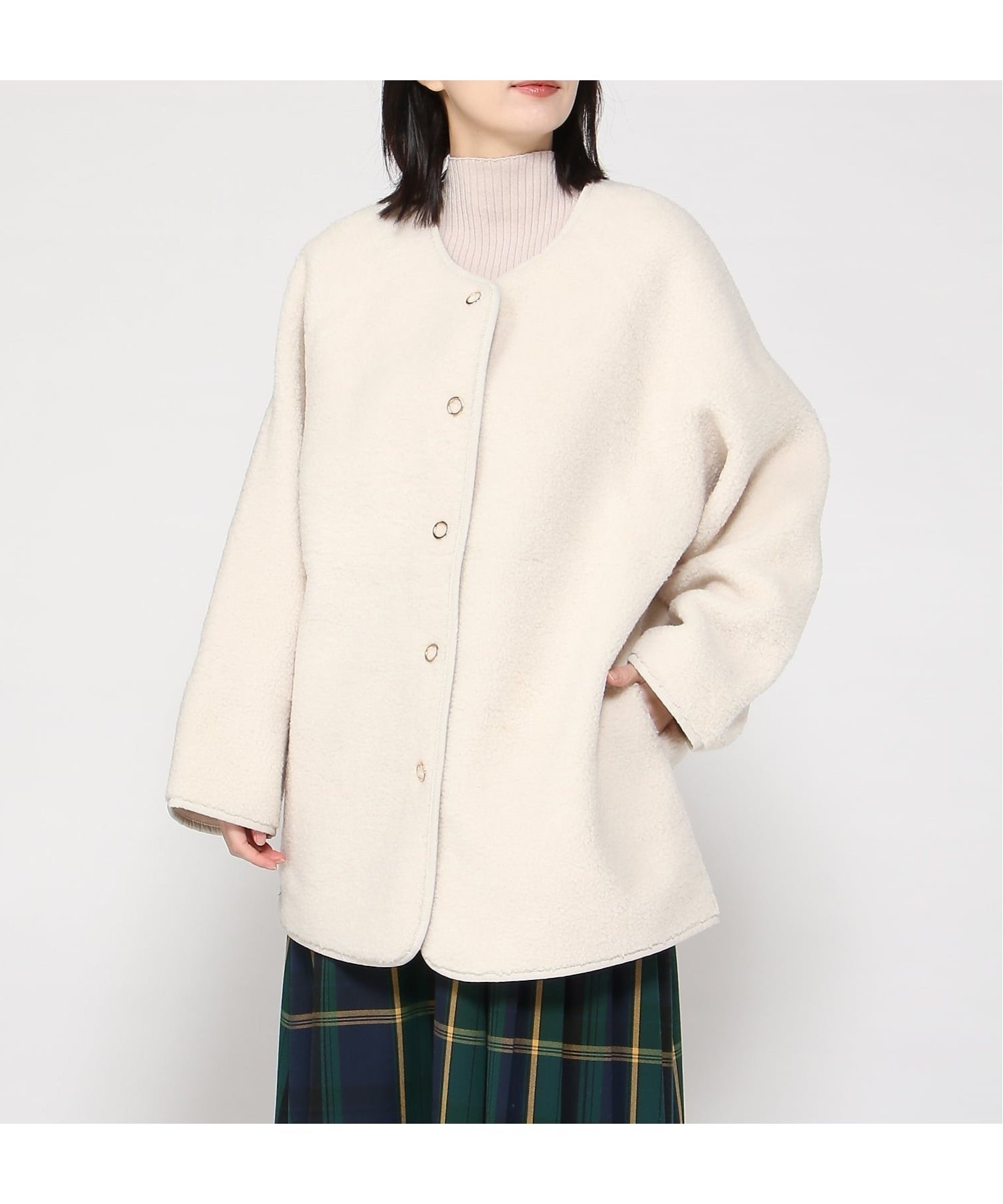 【グレディブリリアン/Gready Brilliant】のGready Brilliant/2_リバーシブルボアクルー インテリア・キッズ・メンズ・レディースファッション・服の通販 founy(ファニー) 　ファッション　Fashion　レディースファッション　Fashion for Women　シンプル　Simple, Minimal　パイピング　Piping, Trim Design　ポケット　Pocket, Pocket Detail　ミドル　Middle Length, Mid Height　IVO|ID: prp329100004828679 ipo3291000000035142383