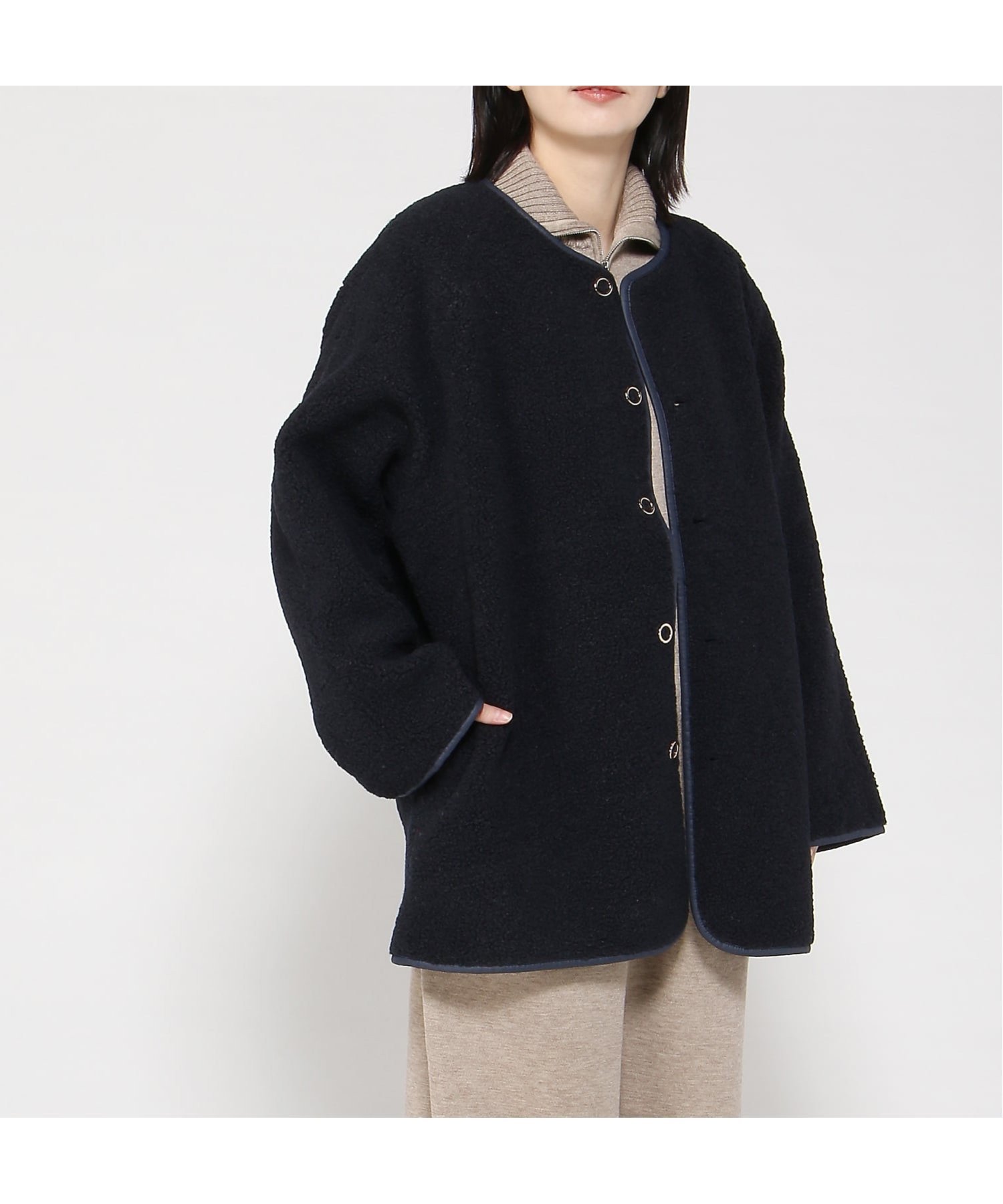 【グレディブリリアン/Gready Brilliant】のGready Brilliant/2_リバーシブルボアクルー インテリア・キッズ・メンズ・レディースファッション・服の通販 founy(ファニー) 　ファッション　Fashion　レディースファッション　Fashion for Women　シンプル　Simple, Minimal　パイピング　Piping, Trim Design　ポケット　Pocket, Pocket Detail　ミドル　Middle Length, Mid Height　NAV|ID: prp329100004828679 ipo3291000000035142385