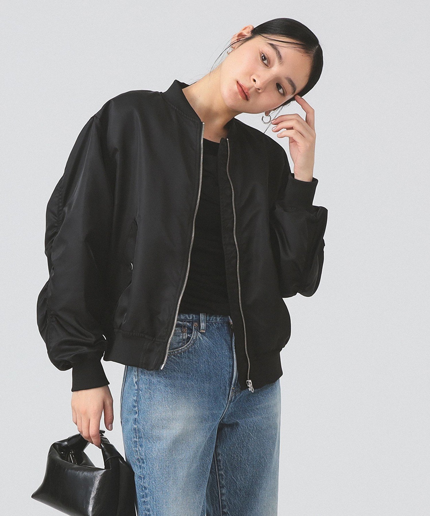 【ビームス ウイメン/BEAMS】のギャザー アーム MA-1 インテリア・キッズ・メンズ・レディースファッション・服の通販 founy(ファニー) 　ファッション　Fashion　レディースファッション　Fashion for Women　アウター　Coat / Outerwear Collection　MA-1ジャケット　MA-1 Bomber Jackets / Flight Jackets　おすすめ　Recommended / Our Picks　インナー　Innerwear　ギャザー　Gathered, Ruffled　コンパクト　Compact, Small Size　シンプル　Simple, Minimal　パターン　Pattern, Design Print　ブルゾン　Blouson, Bomber Jacket　ベーシック　Basic, Essential　ポケット　Pocket, Pocket Detail　BLACK|ID: prp329100004828682 ipo3291000000035142429