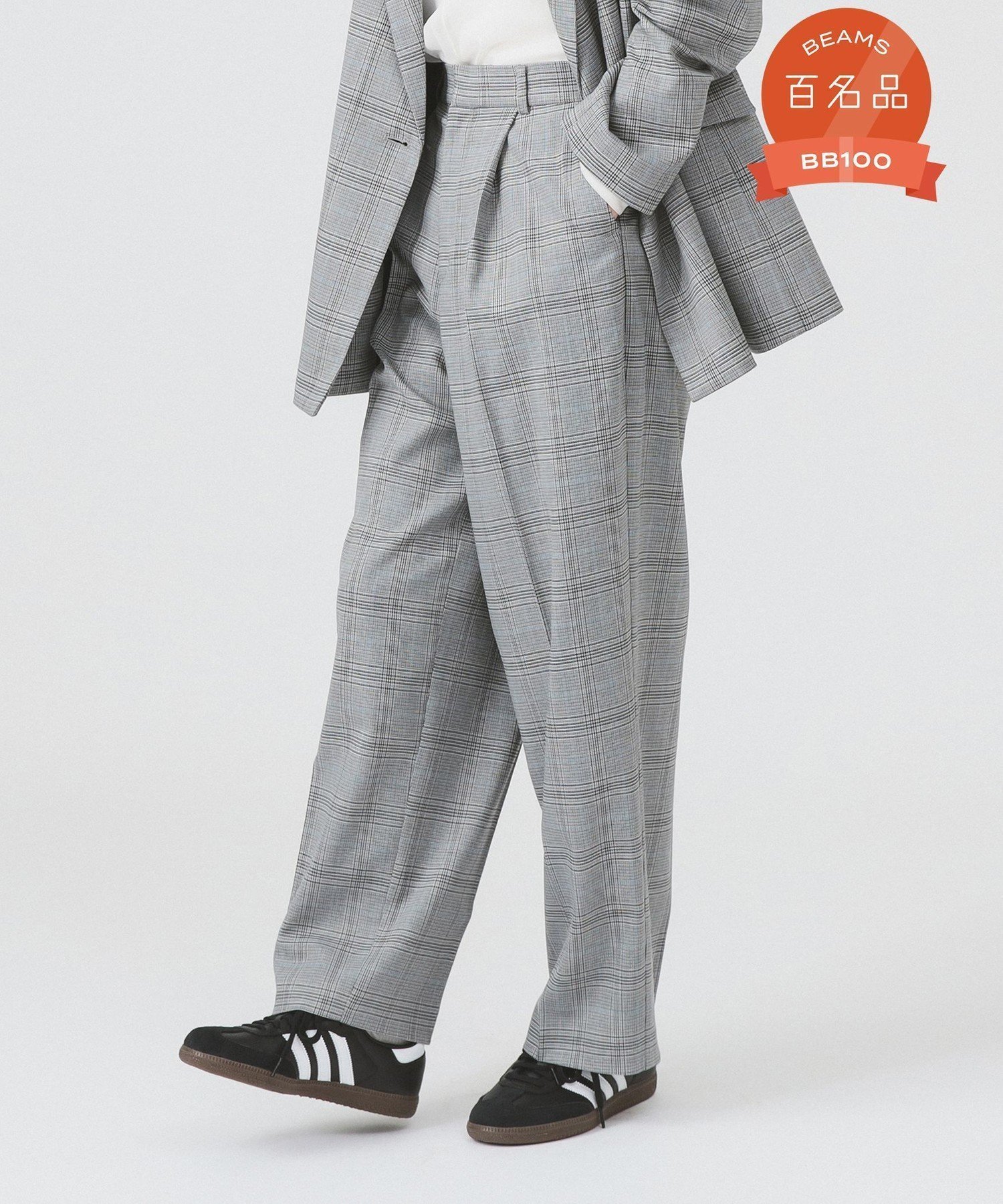 【ビームス ウイメン/BEAMS】の【ビームスの百名品/セットアップ対応】チェック タック パンツ 25AW ワイドパンツ オフィス 通勤 チェック柄 インテリア・キッズ・メンズ・レディースファッション・服の通販 founy(ファニー) 　ファッション　Fashion　レディースファッション　Fashion for Women　セットアップ　Matching Sets　レディースパンツ・ボトムス　Pants & Trousers / Bottoms　オレンジ　Orange　シンプル　Simple, Minimal　ジャケット　Jacket, Outerwear　ストレート　Straight, Straight Cut　セットアップ　Set-Up, Coordinated Outfit　チェック　Check, Plaid, Tartan　人気　Popular, Best Seller　ワイド　Wide, Wide Fit　おすすめ　Recommended / Our Picks　ビジネス 仕事 通勤　Business / Work / Commuting　2025年　2025　2025-2026秋冬・A/W　Autumn/Winter 2025–26 AW25–26　GREY|ID: prp329100004828684 ipo3291000000035142479