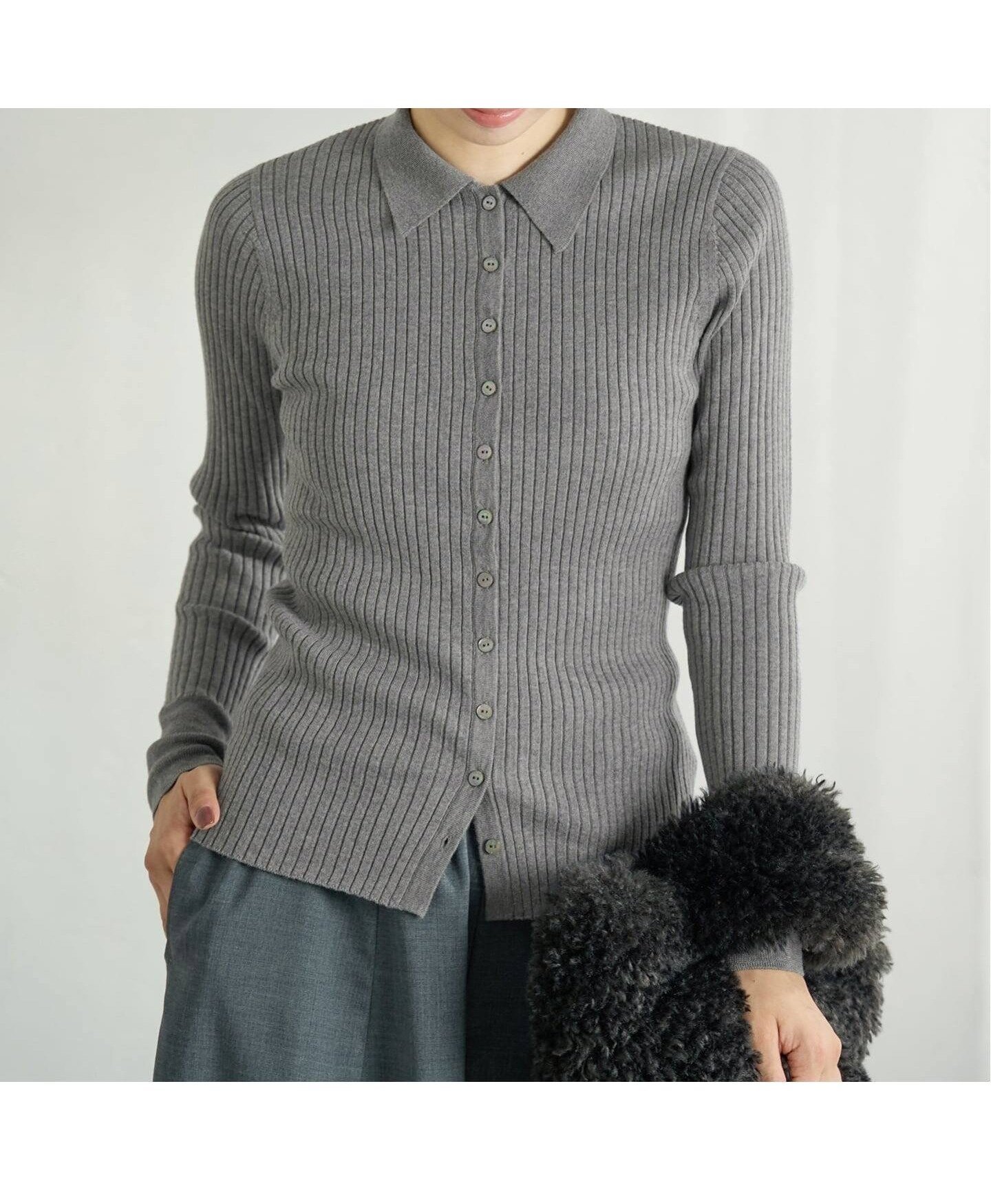 【イエナ/IENA】のEXメリノリブ ポロ襟カーディガン インテリア・キッズ・メンズ・レディースファッション・服の通販 founy(ファニー) ファッション Fashion レディースファッション Fashion for Women トップス・カットソー Cut & Sew Tops カーディガン・羽織り Layered Style Cardigans イタリア Italy カーディガン Cardigan, Knitwear クラシック Classic, Timeless Style シルク Silk, 100% Silk スマート Smart, Elegant デニム Denim, Jeans Material フロント Front, Front Design ボトム Bottoms, Lower Wear エレガント 上品 Elegant 2025年 2025 2025-2026秋冬・A/W Autumn/Winter 2025–26 AW25–26 グレーA|ID: prp329100004828692 ipo3291000000035142537