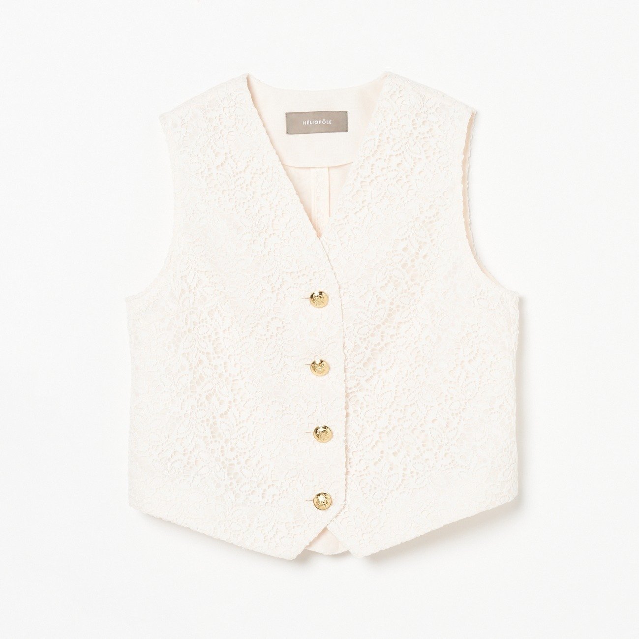 【エリオポール/heliopole】のEMBROIDERY LACE VEST インテリア・キッズ・メンズ・レディースファッション・服の通販 founy(ファニー) 　ファッション　Fashion　レディースファッション　Fashion for Women　アウター　Coat / Outerwear Collection　トップス・カットソー　Cut & Sew Tops　ベスト&ジレ / 重ね着スタイル　Vests & Gilets　コンパクト　Compact, Small Size　デニム　Denim, Jeans Material　レース　Lace, Lace Fabric　アイボリー|ID: prp329100004828696 ipo3291000000035142555